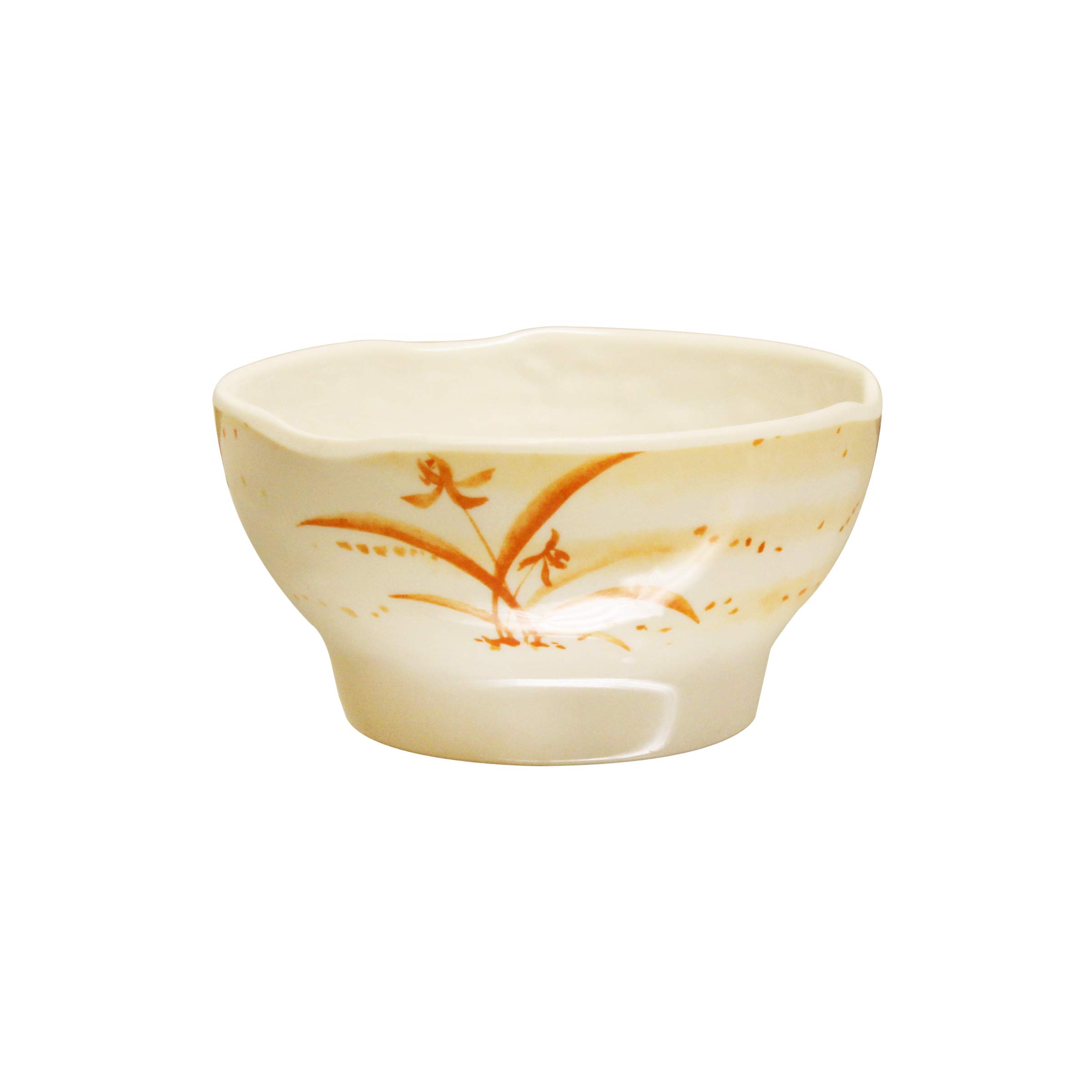 Premium Gold Orchid Melamine Dinnerware Set - 10 oz Wave Rice Bowl (4.5