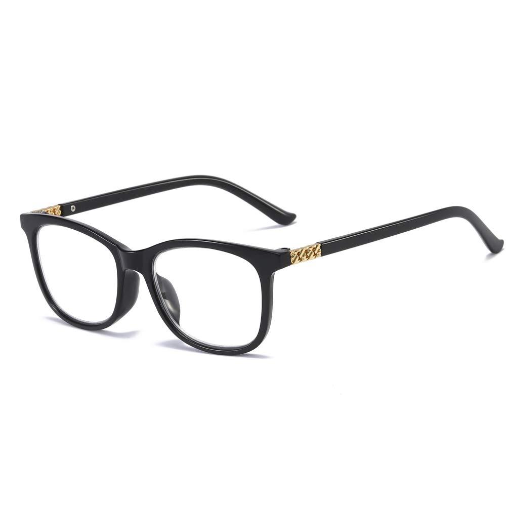 Mwah Progressive Reading Glasses for Women - Multifocal Blue Light Blocking Computer Glasses (3.5 Magnification, Black Frame) - Perfect for Office Work, Reading & Screen Time