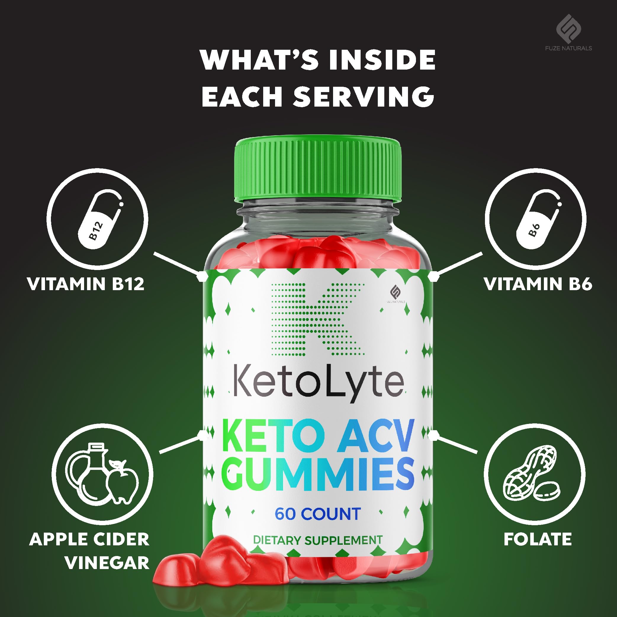 Ketolyte Keto ACV Gummies 1000mg - Apple Cider Vinegar & Vitamin B12 Supplement for Women & Men - Advanced Keto Support Formula (60 Gummies) - Perfect for Weight Management & Energy Boost During Keto Diet