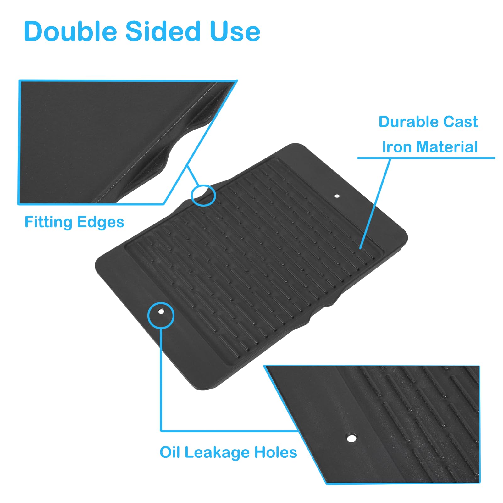 Reversible Cast Iron Griddle for Weber Spirit 300 Series (E-310, S-310, E-315, S-315, E-320, E-330) & Spirit II E310 - Compatible with Weber GS4, Spirit 300/700, Genesis Silver B/C & Gold B/C Series - Perfect for Outdoor Grilling, BBQ, and Camping Cooking