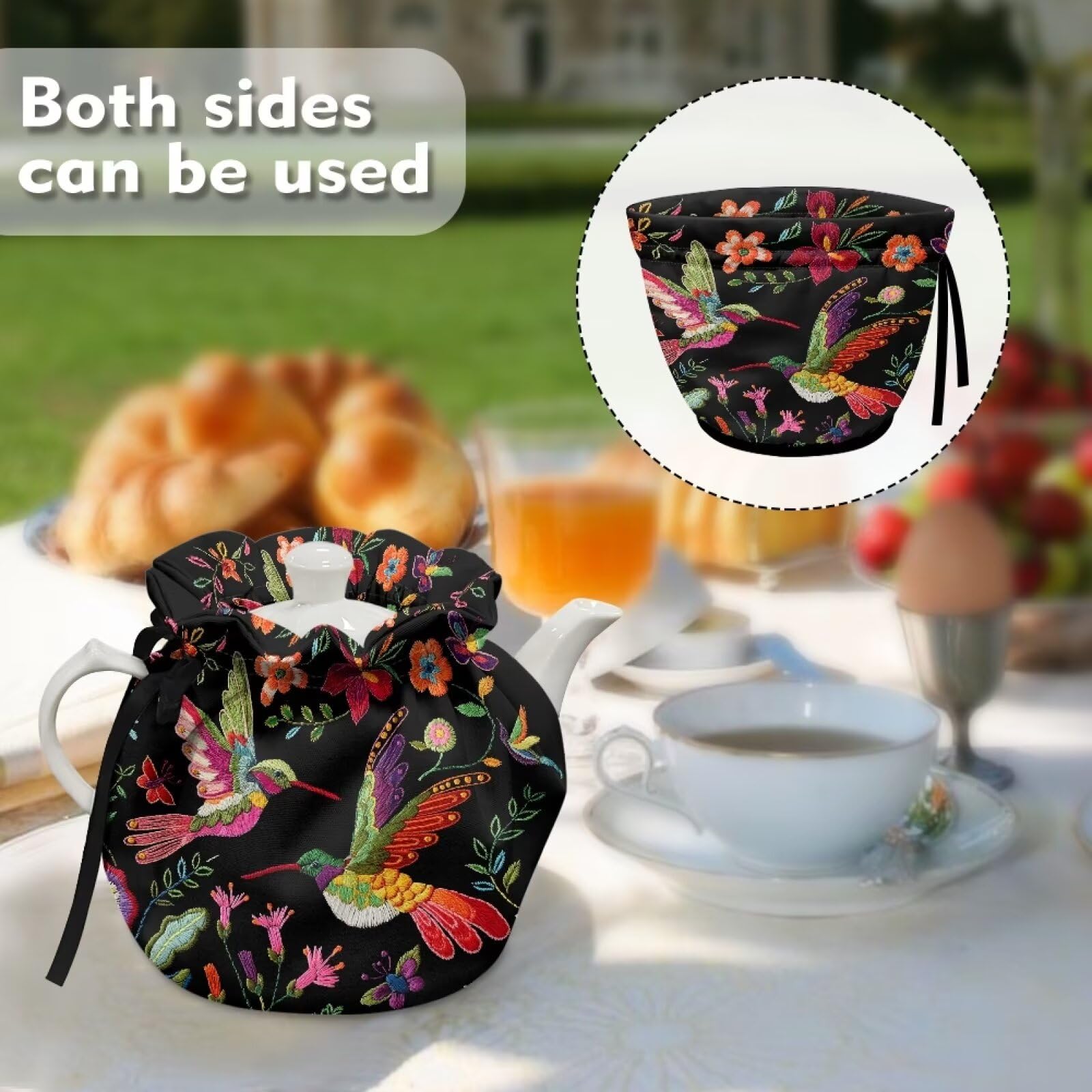 Handmade Embroidered Bird Tea Cozy for Teapot - Insulated Tea Pot Cover Keeps Beverages Warm, Stain-Resistant Kitchen Accessory - Perfect for English Breakfast Tea, Afternoon Tea Parties & Cozy Home Decor