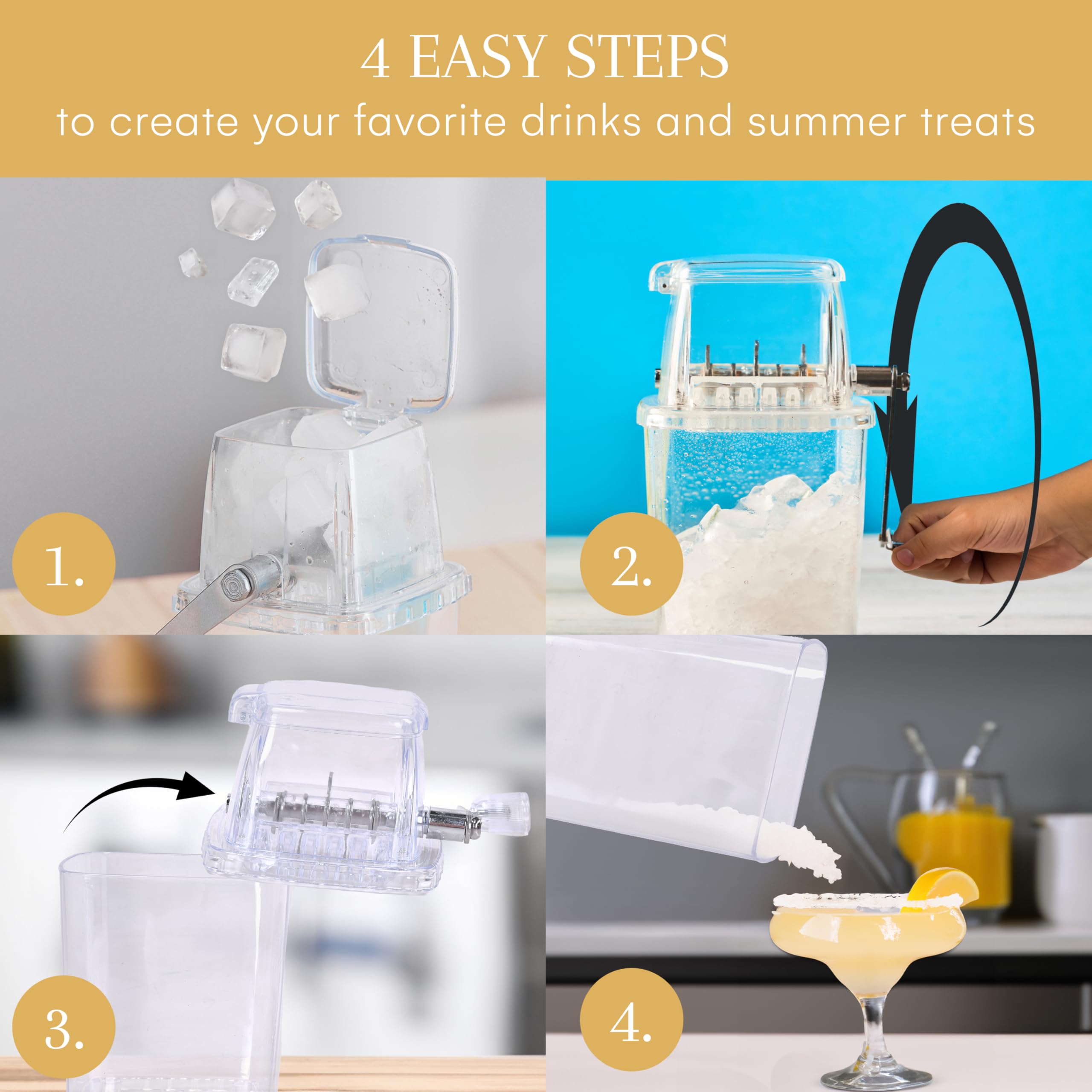 2LB Depot Portable Ice Maker - Manual Snow Cone Machine for Home & Commercial Use - Transparent Design with Stainless Steel Blades - Perfect for Shaved Ice, Snow Cones, Cocktails & Cold Drinks - Compact 9.2