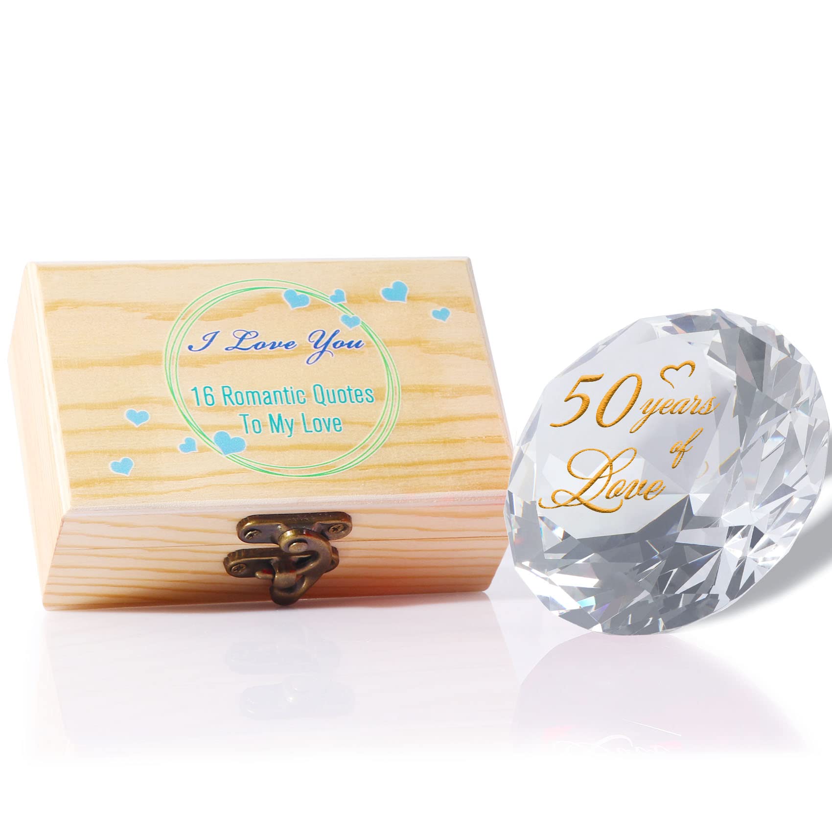 50th Anniversary Crystal Gift Set for Couples - Romantic Keepsake for Parents, Wife & Mom - Perfect for Golden Wedding Decor & Special Occasions