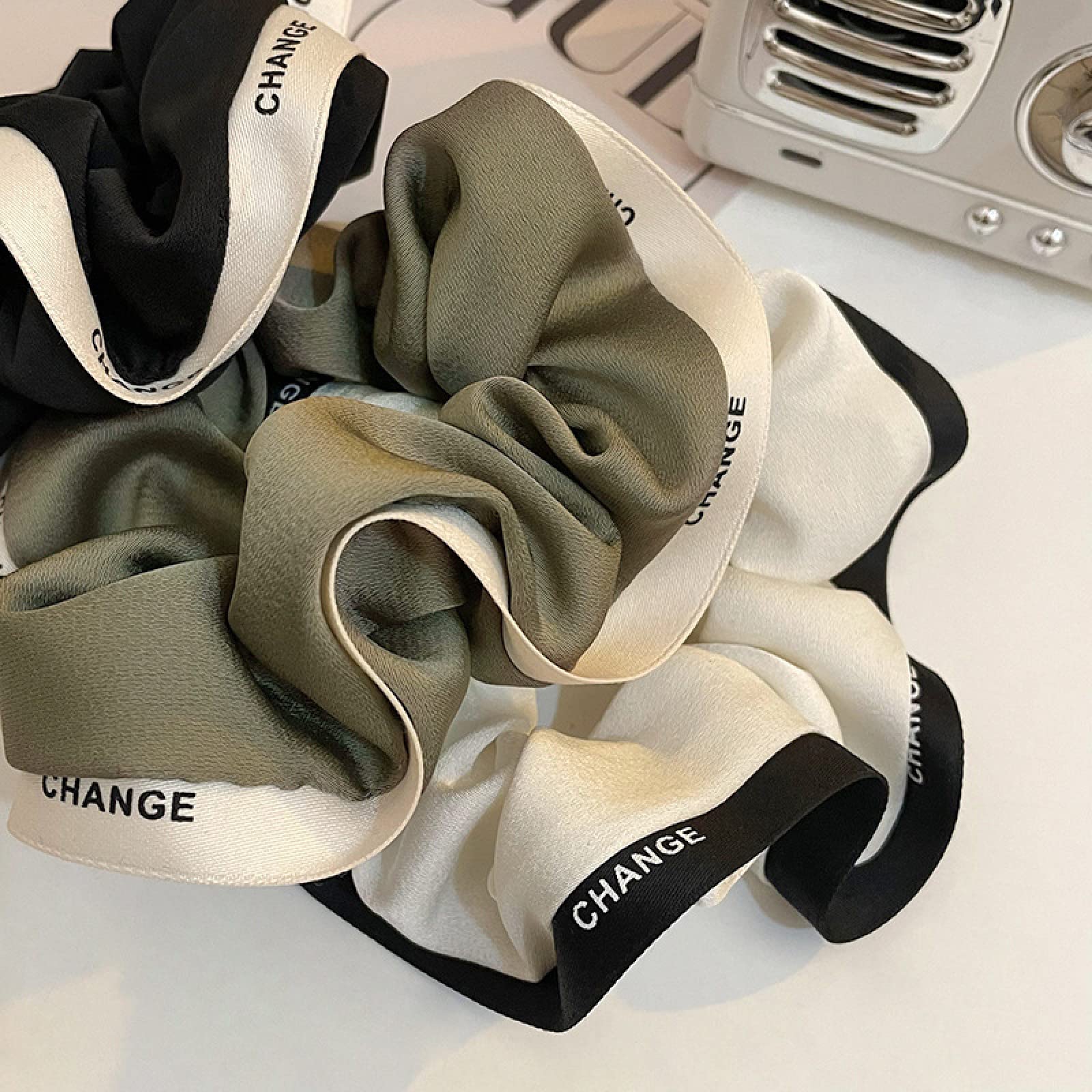 Luxury Satin Hair Scrunchies 3 Pack - Large Soft Hair Ties for Women, Gentle Hair Bands for Ponytails & Buns (Perfect for Work, Gym & Everyday Use)