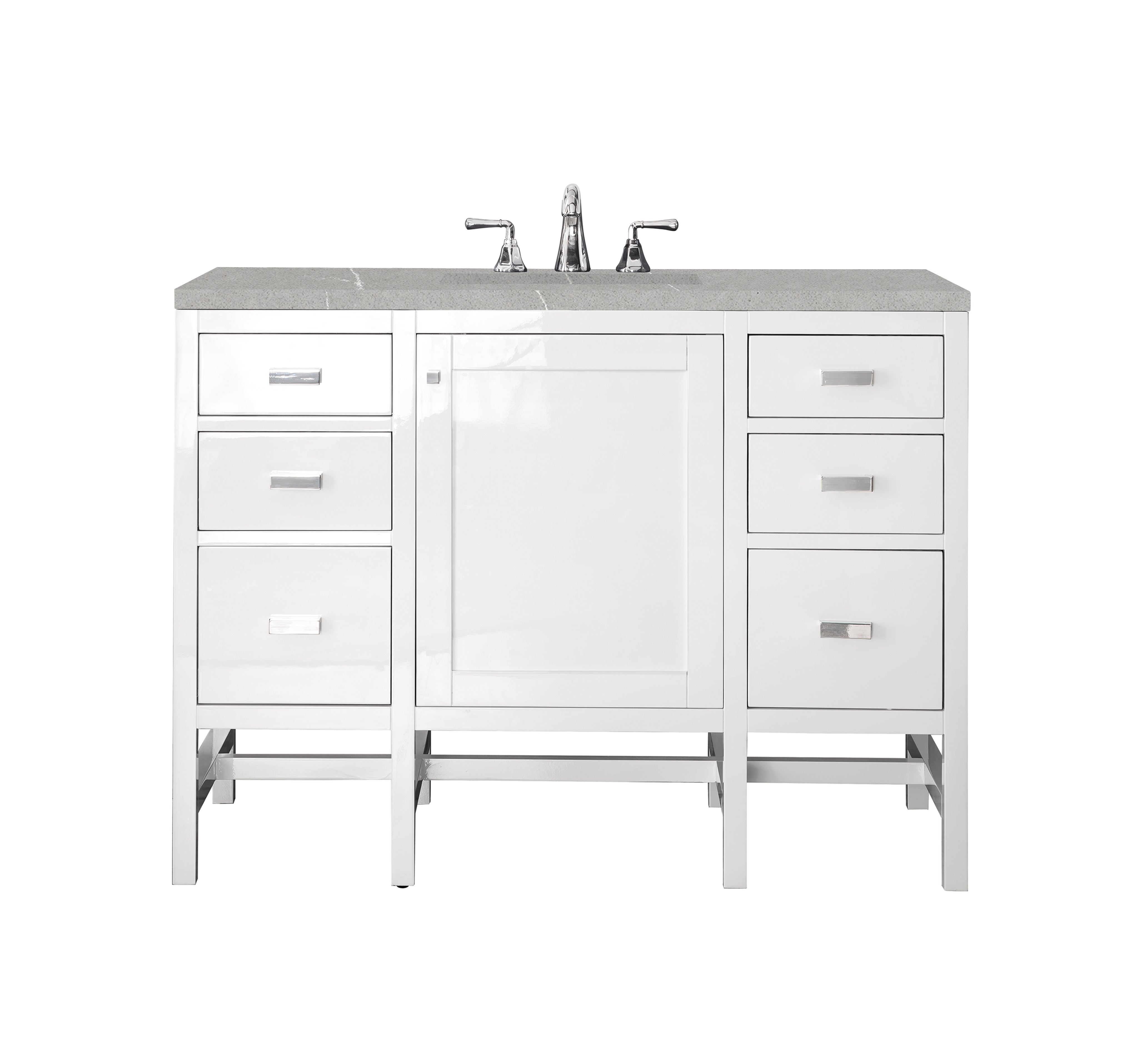 Addison 48 Inch Single Bathroom Vanity Cabinet with 3CM Eternal Serena Top in Glossy White - Perfect for Modern Bathroom Renovations and Small Space Solutions