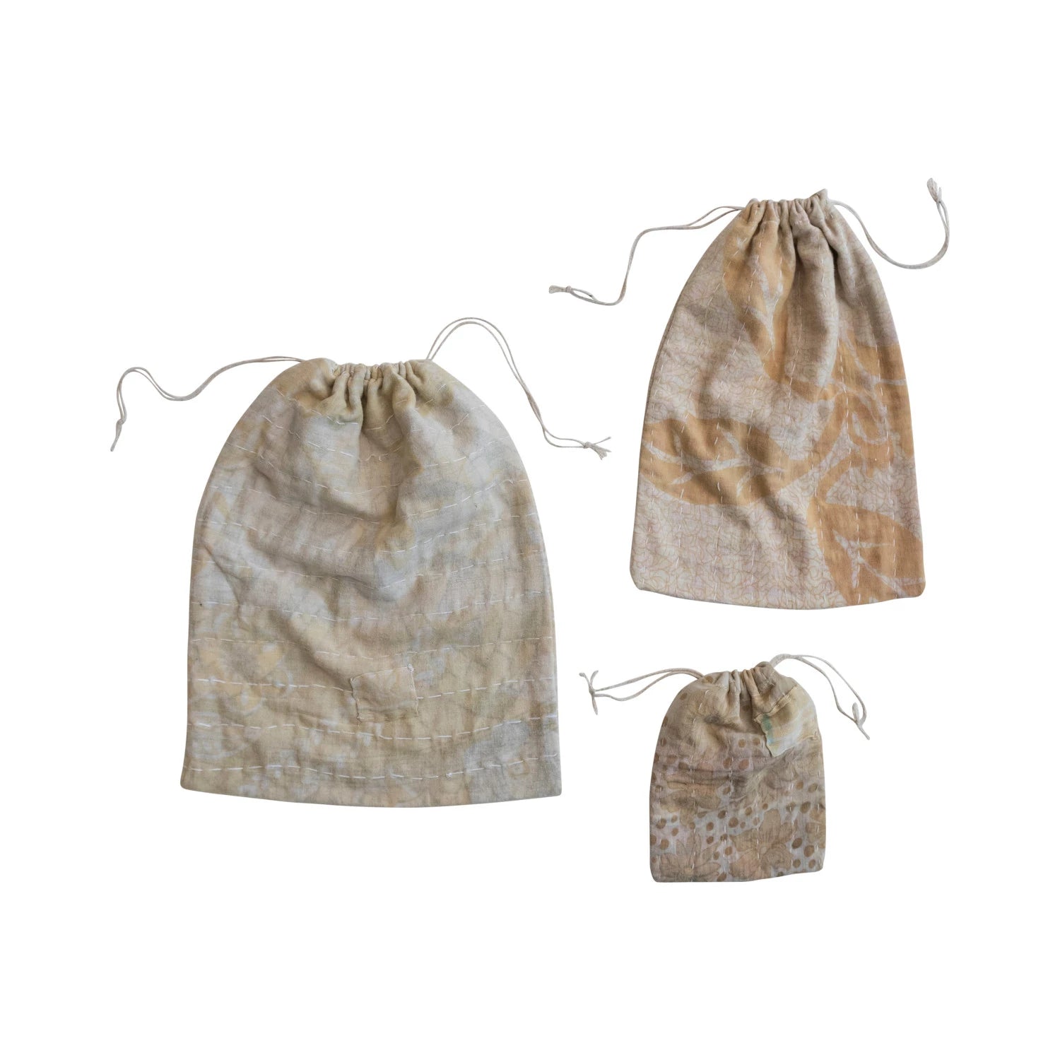 Vintage Cotton Kantha Drawstring Bag - Handmade Boho Purse for Women - Perfect for Yoga, Beach & Festival Use