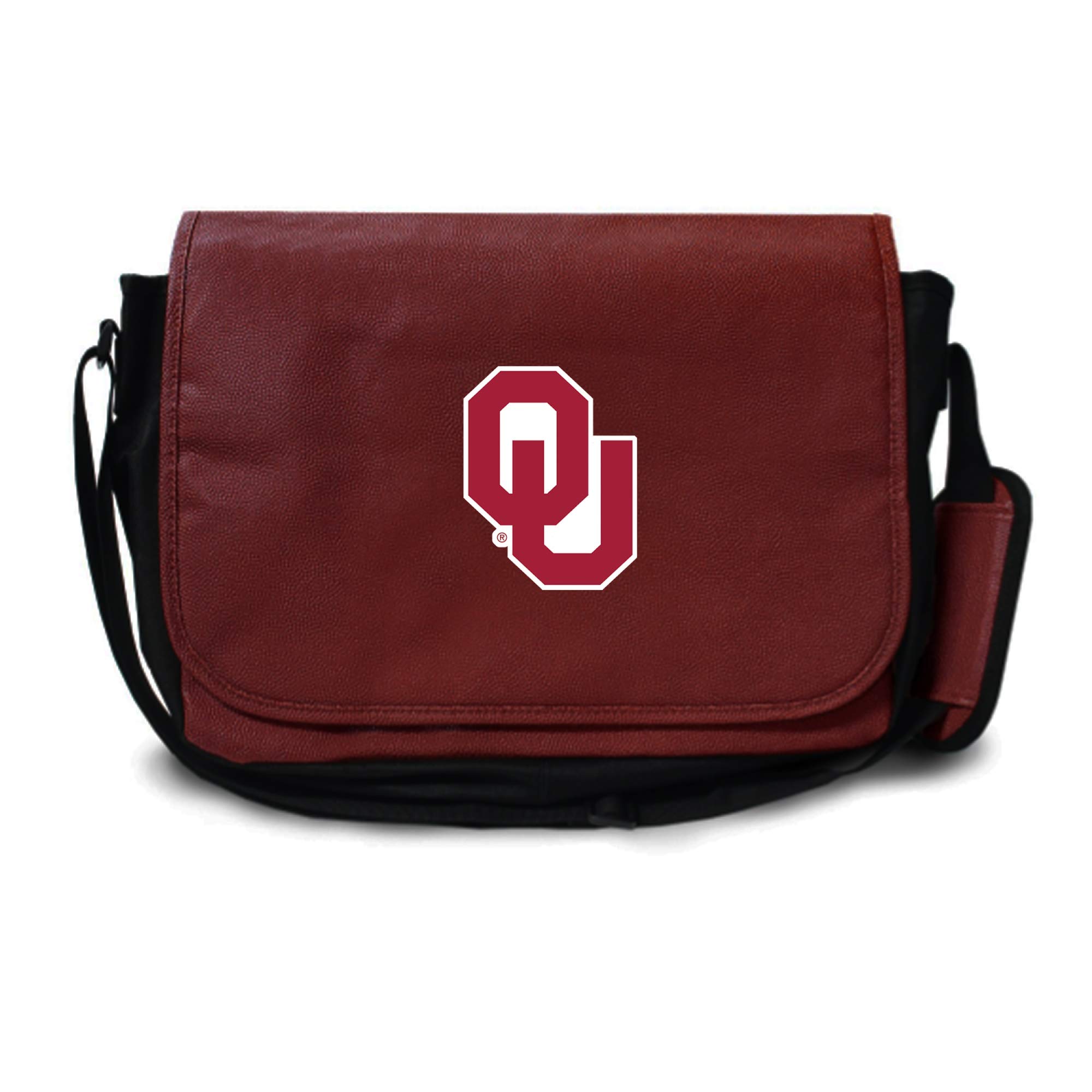 Oklahoma Sooners Football Leather Laptop Messenger Bag - Genuine Football Material - Brown - Perfect for College Students, Fans & Game Day Accessories