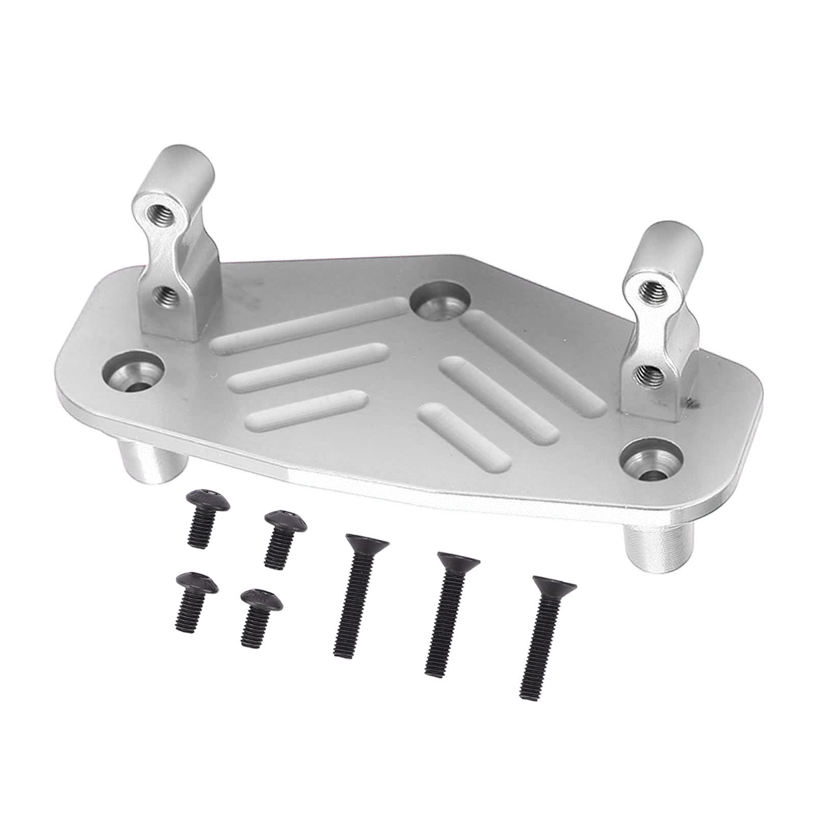 Evonecy High-Low Resistance Steering Servo Bracket Base - Silver Aluminum Alloy Servo Mount for RC Cars, Trucks & Off-Road Vehicles - Perfect for Crawling, Racing & Drifting Scenes