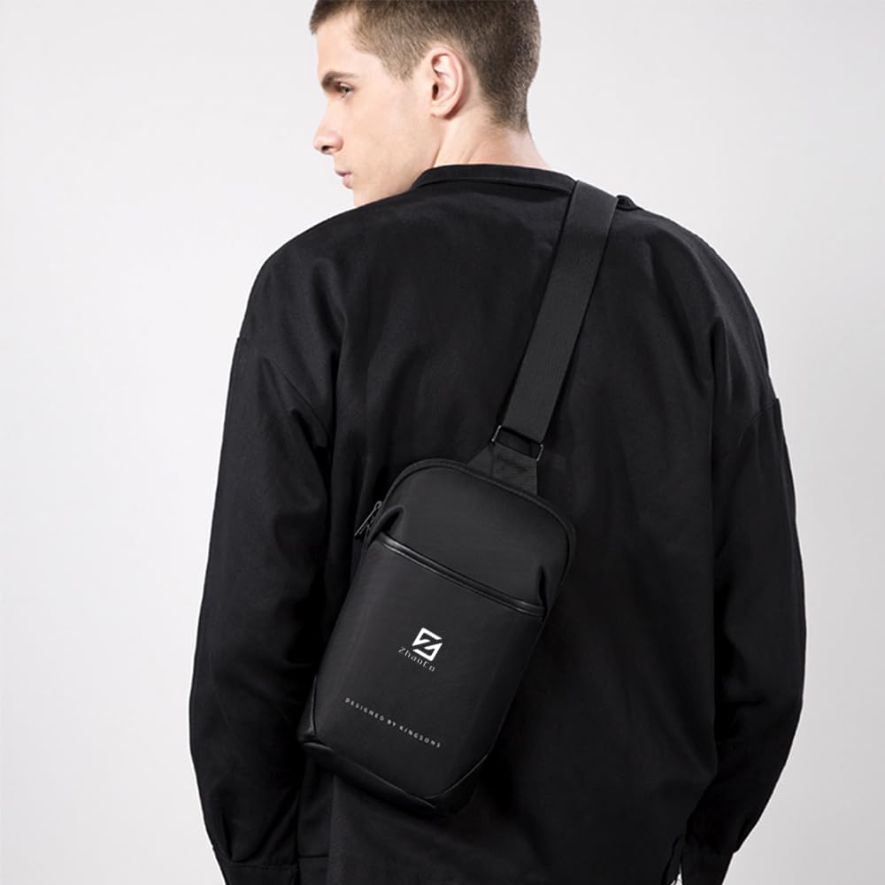 ZhaoCo Lightweight Crossbody Sling Backpack for Men & Women - Multipurpose Chest Shoulder Bag for Travel, Cycling, Hiking, Work & Daily Use - Perfect for Commuting, Gym, School & Outdoor Activities - Black