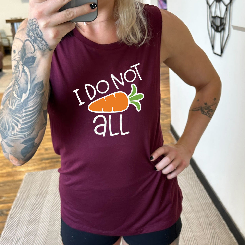 Funny I Do Not Carrot All Muscle Tank Top - Sarcastic Vegan Gym Workout Shirt for Women & Men - Perfect for Fitness, Running & Yoga
