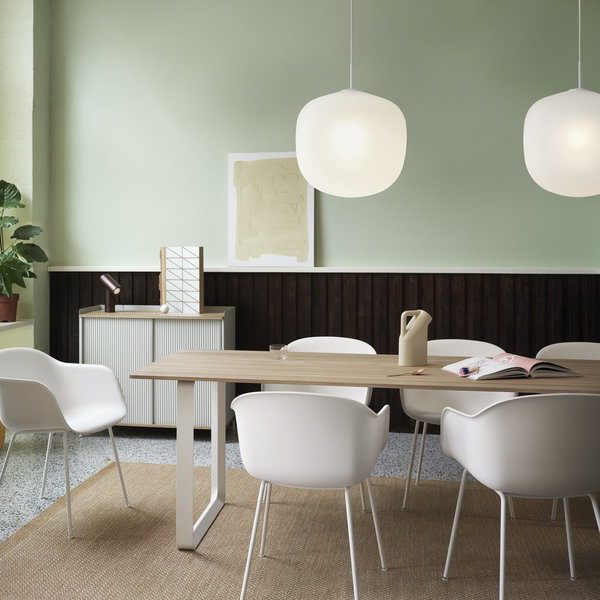 MUUTO Rime Pendant Light in Opal White - Modern Scandinavian Hanging Lamp with 4 Size Options for Dining Room, Kitchen Island & Living Room Lighting