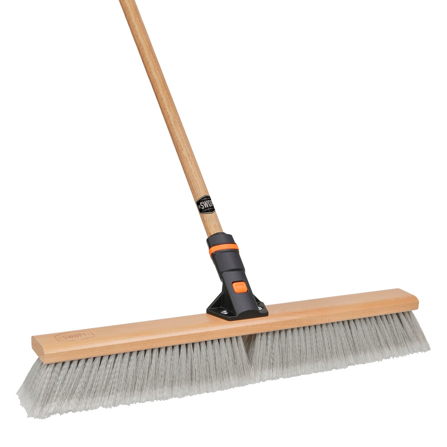24-Inch Smooth Surface Push Broom Head with 60-Inch Wooden Handle - Heavy-Duty Sweeping for Floors, Garages & Driveways - Ideal for Home, Workshop & Commercial Use