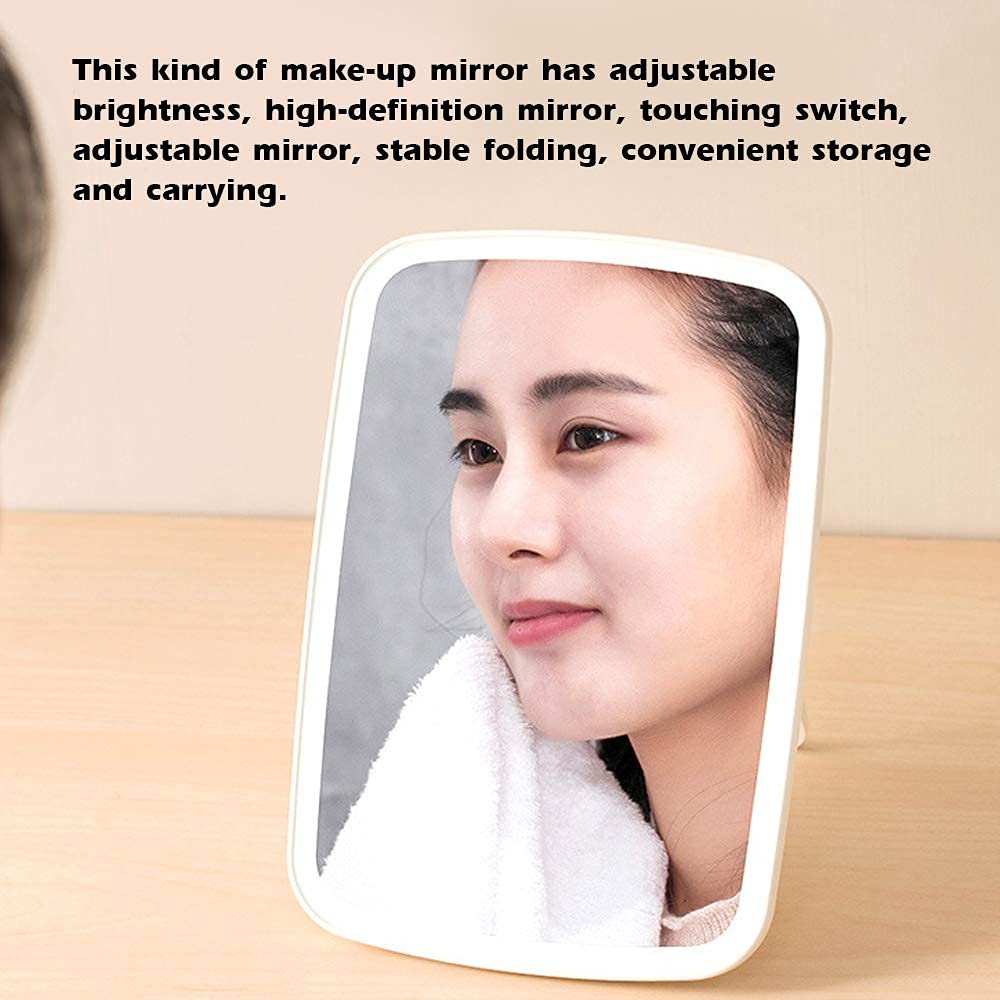 Ubersweet® LED Vanity Mirror with Light - Portable Folding Makeup Mirror for Women, Desktop Dressing Mirror with Adjustable Brightness for Home, Dorm & Travel | Perfect for Makeup, Skincare & Hair Styling