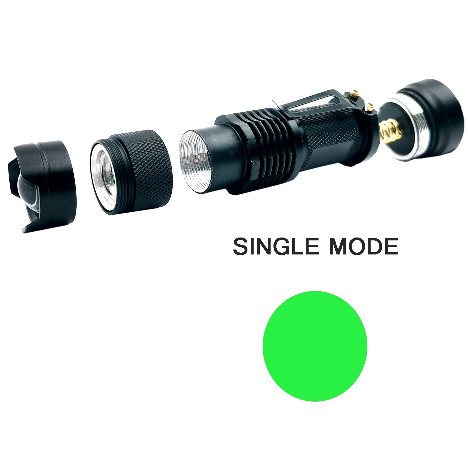 4 Pack Green LED Flashlight with Clip & Zoom - High Power Hunting, Fishing & Night Observation Light - Perfect for Outdoor Adventures, Camping & Emergency Use