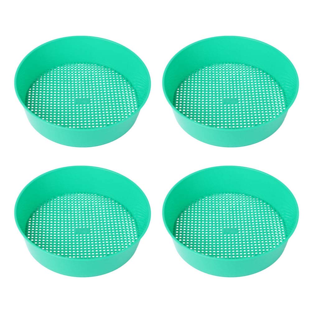 DOITOOL 4pcs Garden Soil Sieve - Fine Mesh Strainer for Potting & Gardening Tools (Green)