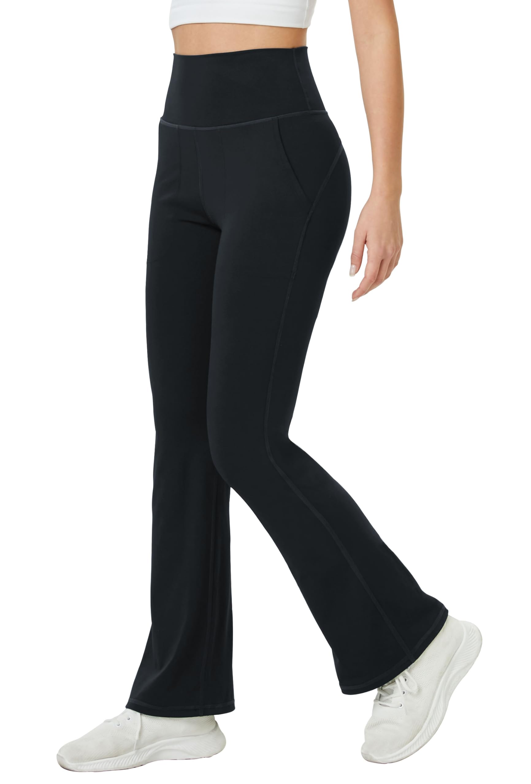 TOPYOGA Women's High Waist Flare Yoga Pants - Tummy Control Bootcut Leggings with Pockets for Workout, Running & Lounge Wear | Wide Leg Stretchy Athletic Pants for Yoga, Gym & Casual Outfits