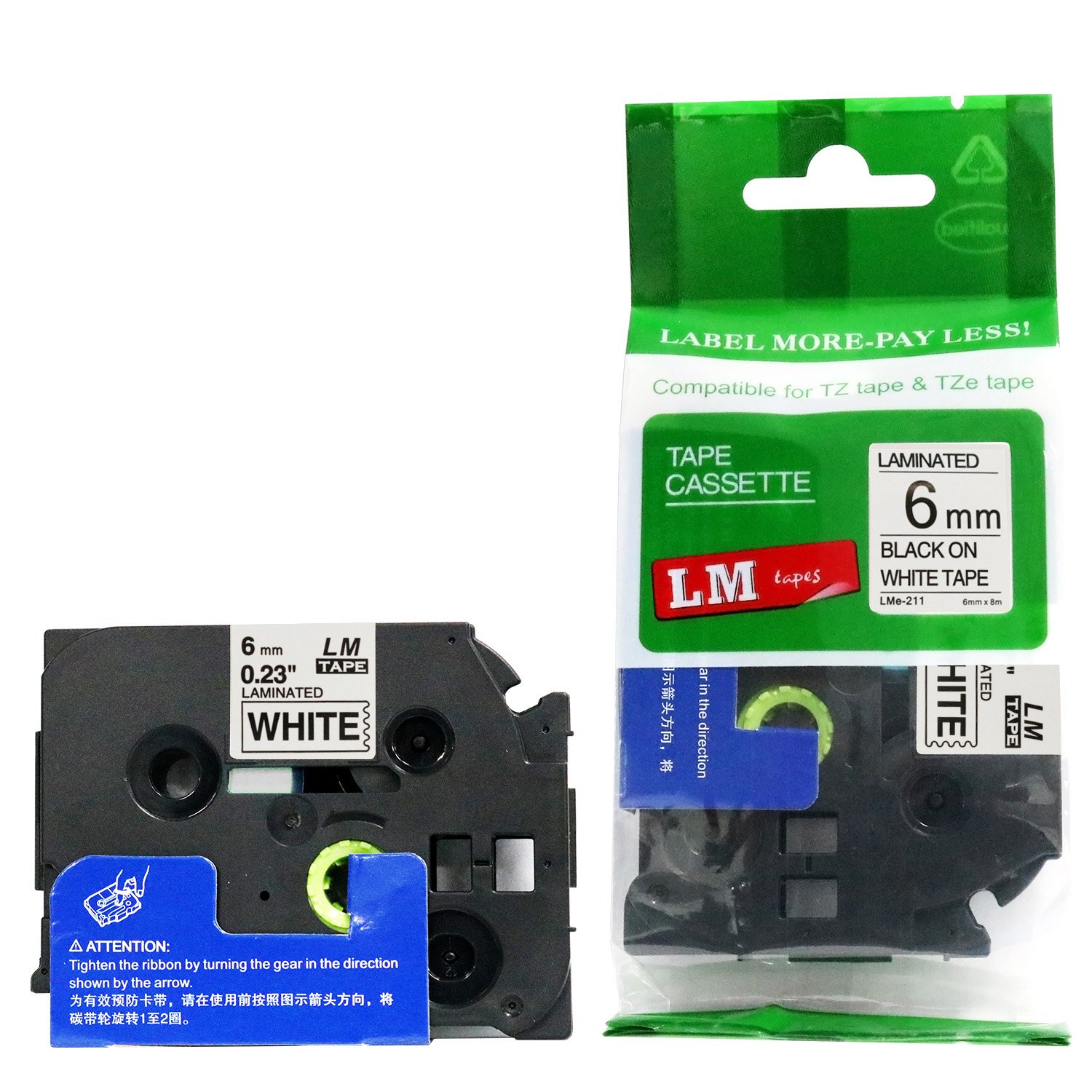 Brother PT-200 Label Printer | 6mm Black on White TZe Tape (1/4