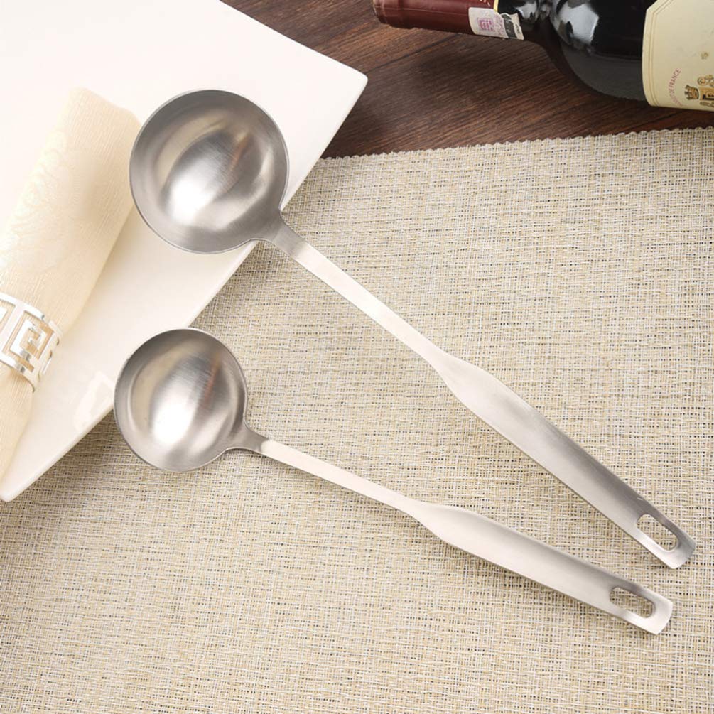 2-Pack Stainless Steel Colander Spoons - Slotted Soup & Hot Pot Serving Spoons for Cooking, Straining, and Serving - Perfect for Kitchens, Restaurants, and Outdoor BBQs