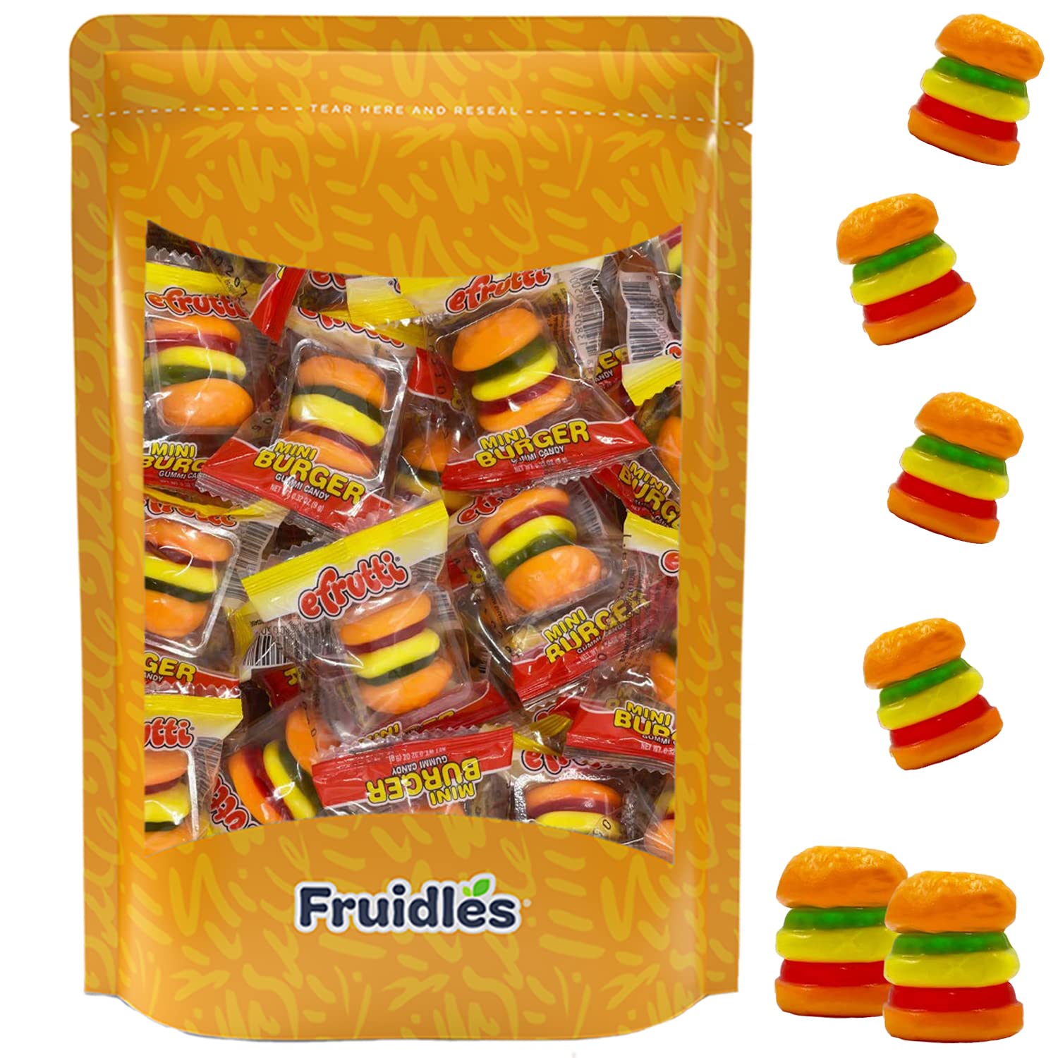 Fruidles Hot Dogs and Burgers Gummy Candy - 16 Pack Soft Chewy Gummies, Fun Snacks for Kids Parties, Movie Nights & Halloween Treats