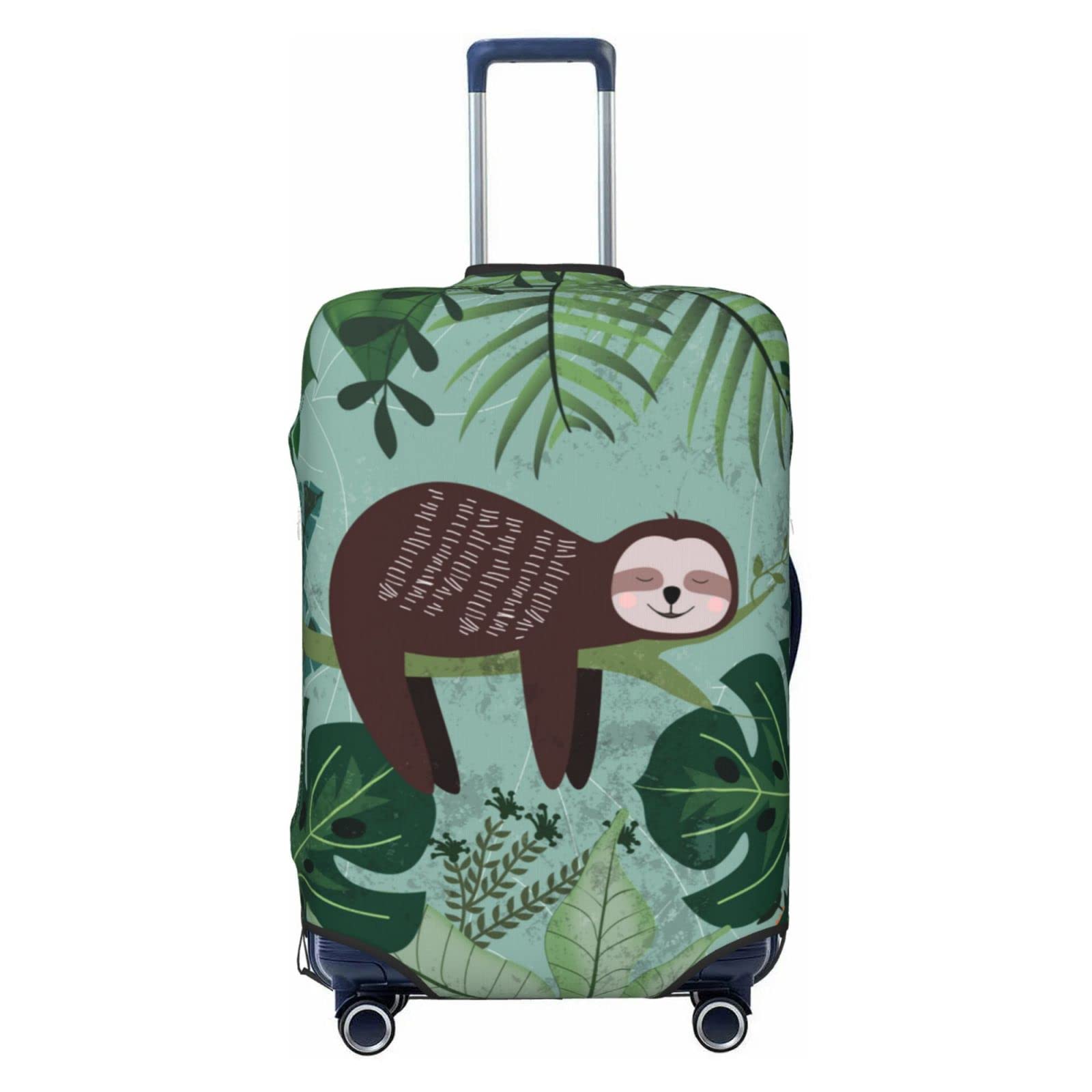 Cute Sloth Luggage Cover 18-21 Inch - Tropical Design, Washable & Elastic for Travel Protection