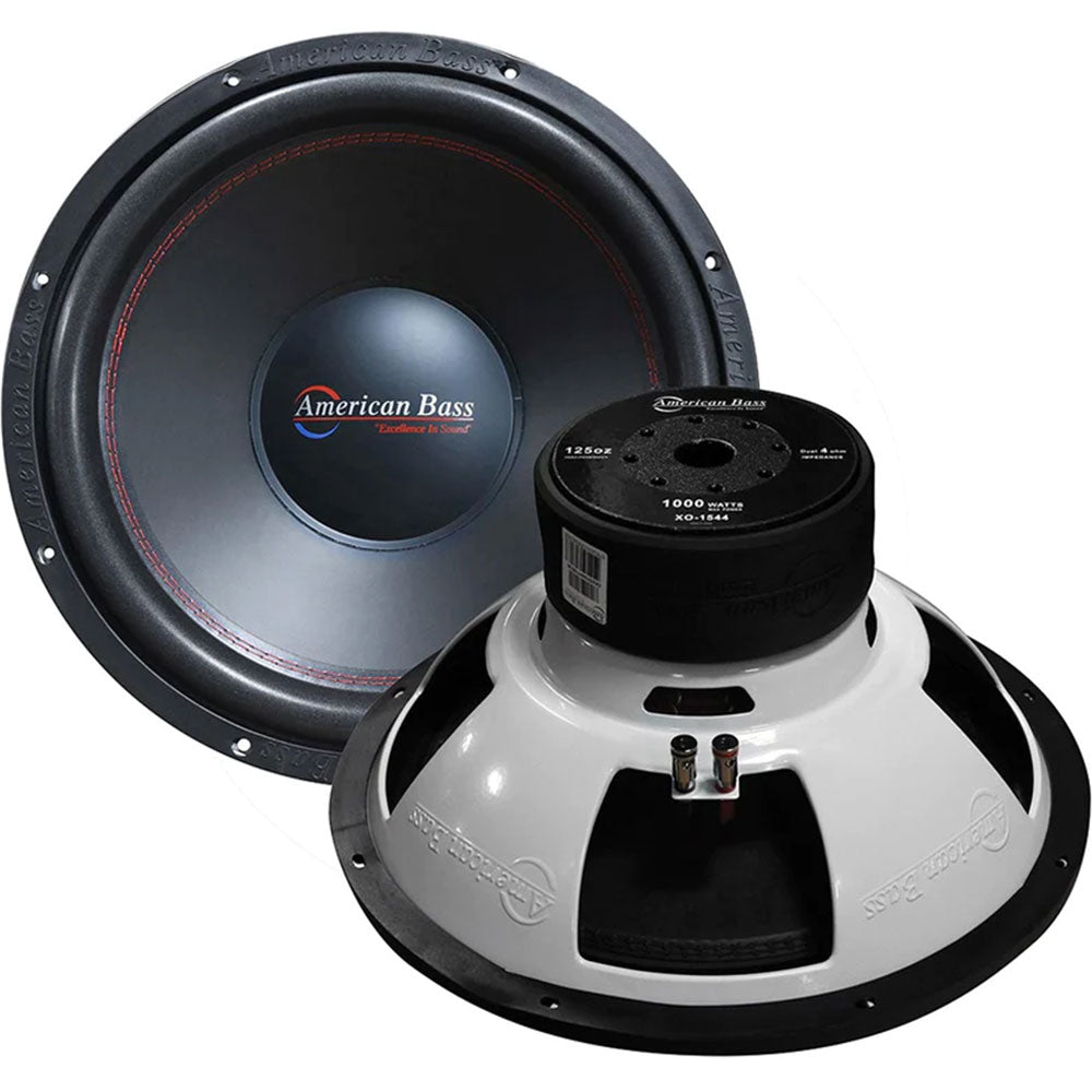 American Bass XO 1544 (XO1544) Dual 4 Ohm Voice Coil Subwoofer - 500W RMS/1000W Max Power, 125oz Magnet - Perfect for Car Audio Systems & Bass Boost in Vehicles