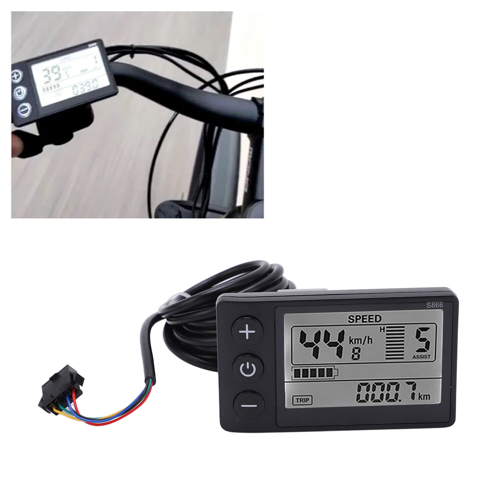 Wired Bike Computer - S866 Electric Speedometer with LCD Display, UART Panel & SM Plug for 24V 36V 48V E-Bikes - Perfect for Cycling, Commuting & Outdoor Adventures
