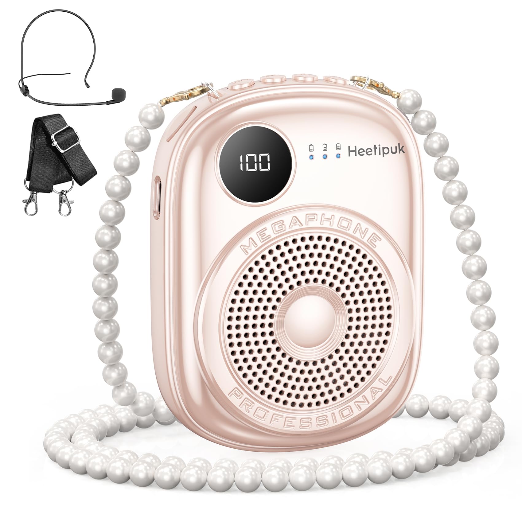 Portable Voice Amplifier with Wired Microphone & Speaker - Bluetooth 5.0 PA System for Teachers, Tour Guides, Coaches, Yoga & Fitness Instructors - Includes Headset Mic, TF Card Support - Pink | Ideal for Classroom Teaching, Outdoor Tours, Gym Instructions & Public Speaking