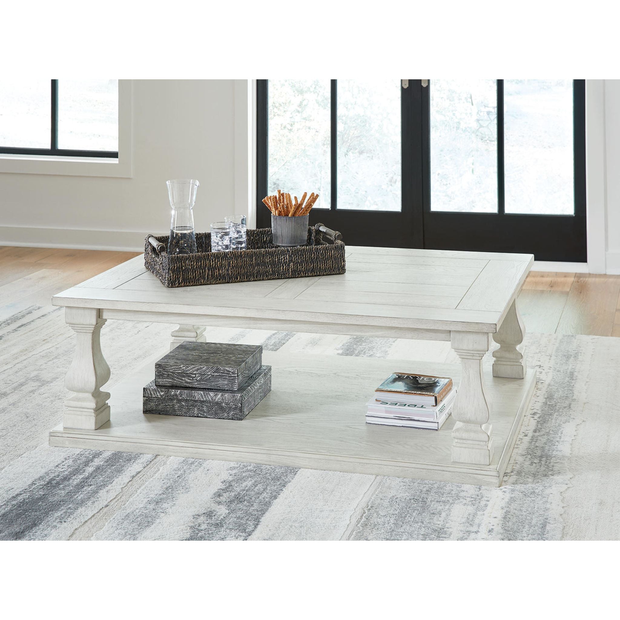Arlendyne Coffee Table - Antique White Finish, Modern Farmhouse Style Living Room Furniture for Small Spaces - Perfect for Home, Office, or Apartment Decor