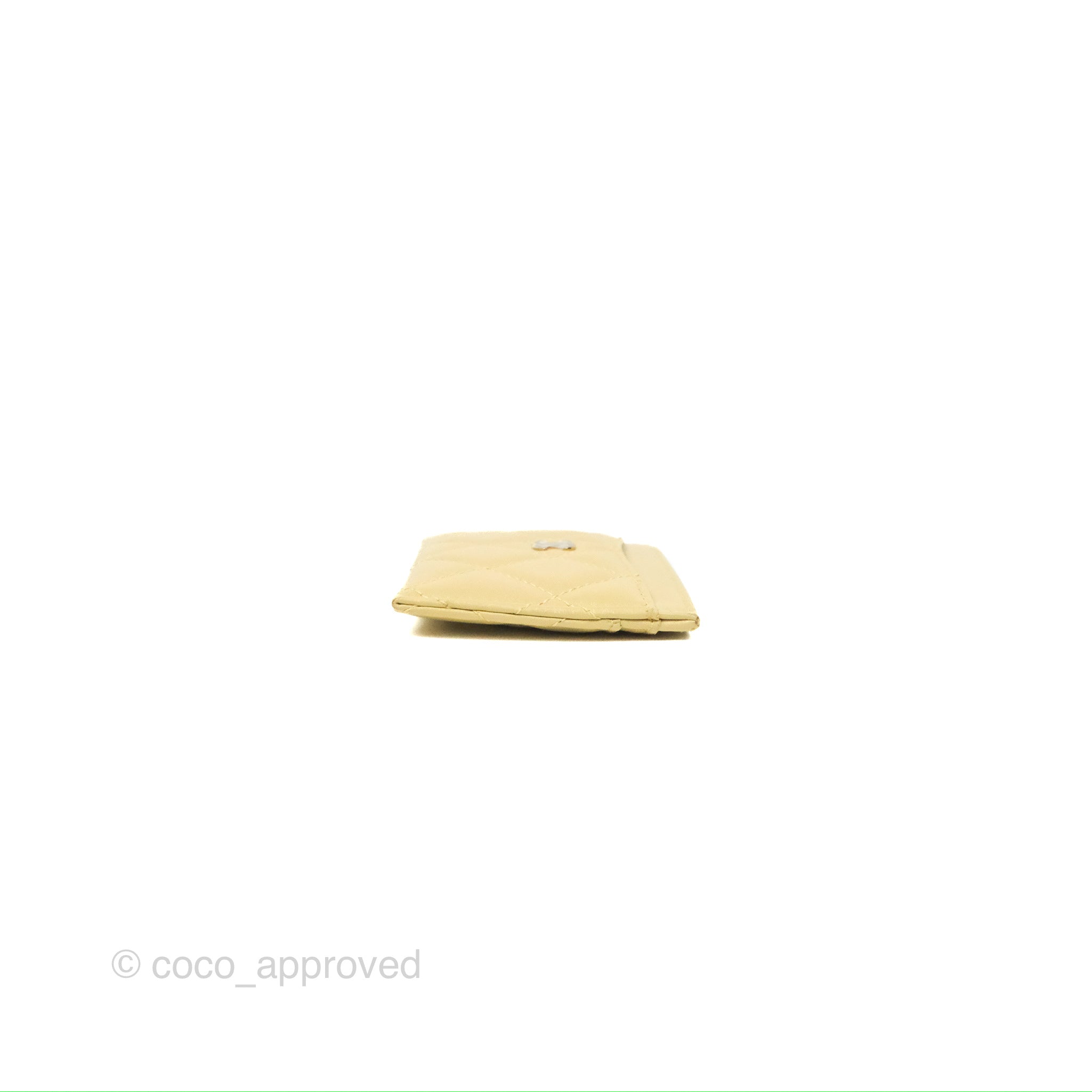 Chanel Classic Flat Card Holder in Iridescent Yellow Lambskin with Gold Hardware - Luxury Wallet for Women, Perfect for Everyday Use & Gift Giving