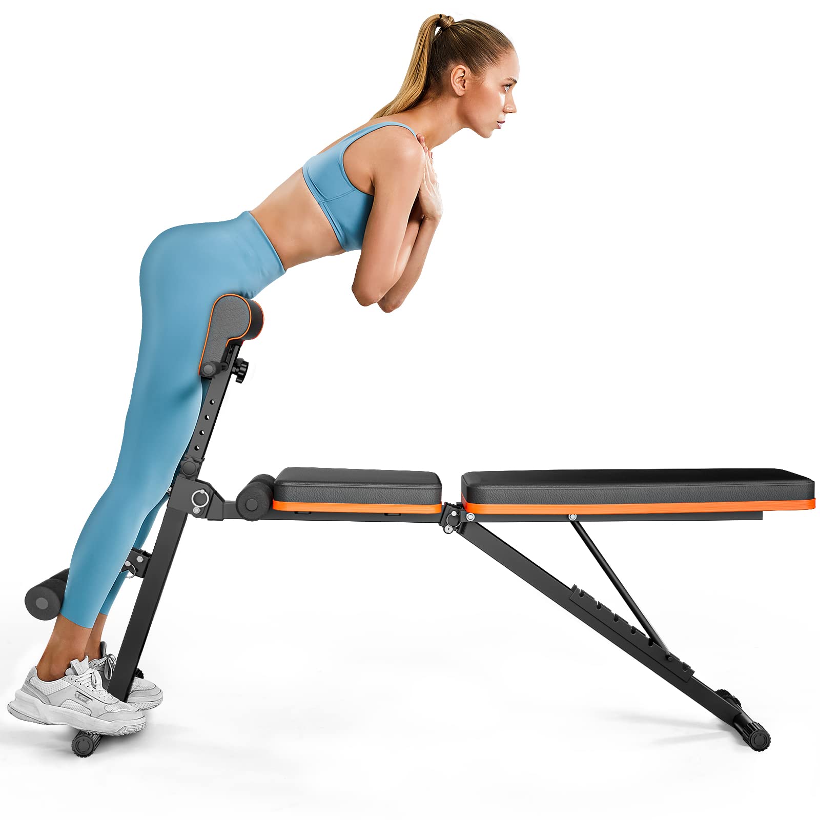 PERLECARE Adjustable Weight Bench for Full Body Workout - 772lbs Capacity Foldable Flat/Incline/Decline Exercise Bench with Resistance Bands | Perfect for Home Gym Strength Training & Cardio Workouts