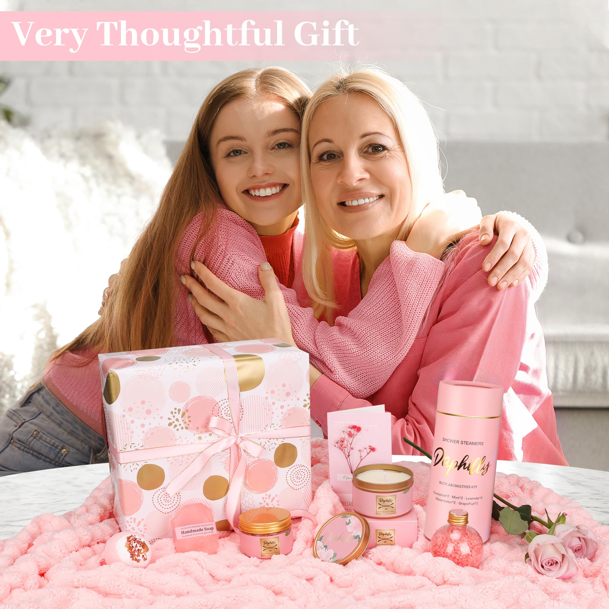 Relaxing Rose Spa Gift Basket for Women - Self Care Kit with Birthday, Get Well Soon & Christmas Gifts - Perfect Spa Day Present for Mom, Wife, Sister or Girlfriend | Ideal for Home Relaxation, Stress Relief & Pampering Sessions