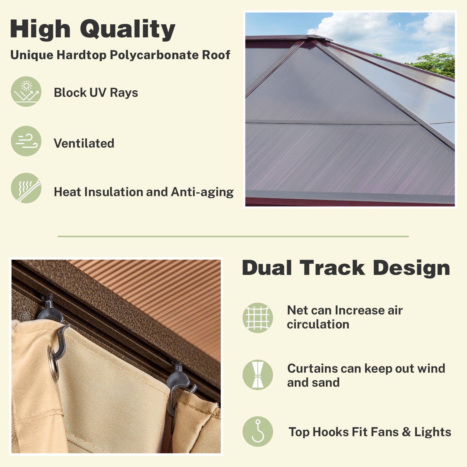 EROMMY 12' x 16' Hardtop Gazebo with Polycarbonate Roof & Aluminum Frame - Durable Outdoor Pavilion for Patio, Garden, Backyard, and Poolside Relaxation