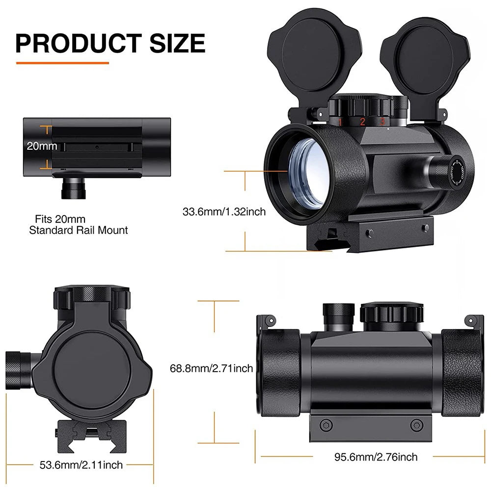 1x30mm Tactical Red Dot Sight Scope with 11/20mm Picatinny Rail Mount - Perfect for Hunting, Shooting & Airsoft | Durable Optical Sight for Outdoor Adventures & Tactical Gear