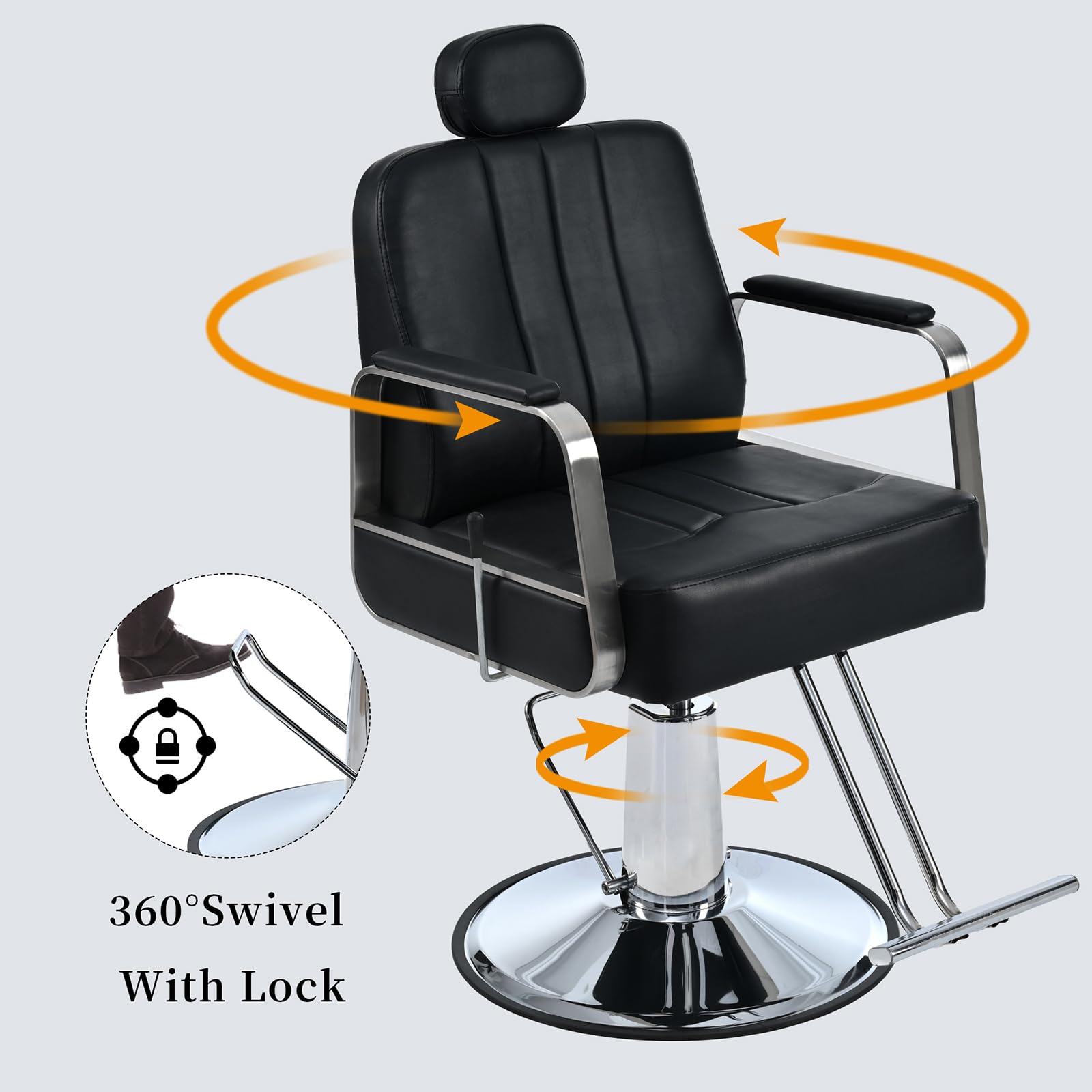 Premium Hydraulic Barber Chair - Heavy Duty Adjustable Salon Chair with 360° Swivel for Hair Stylists, Tattoo & Shampoo Services - Ideal for Professional Salons & Home Barber Studios