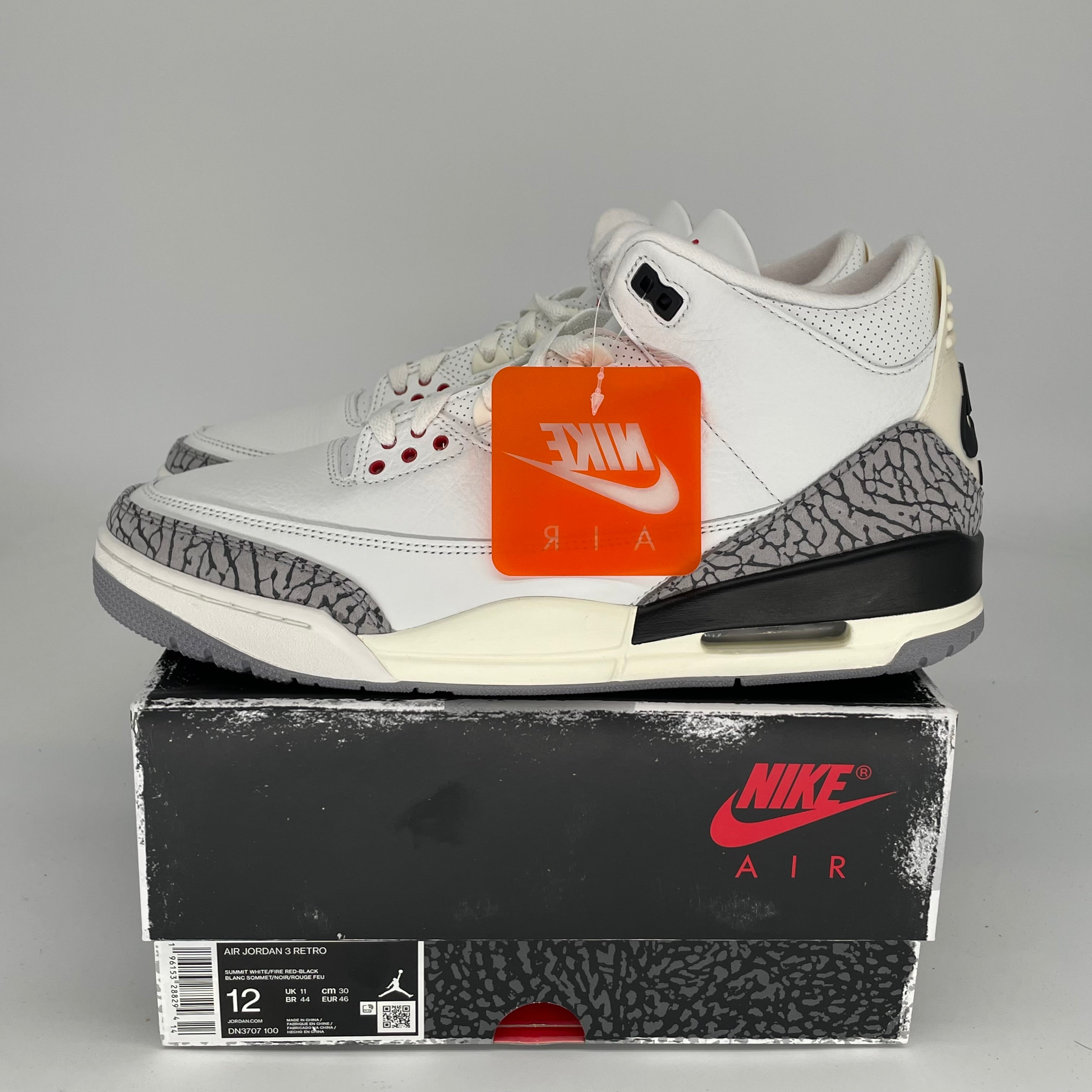 Original Air Jordan 3 White Cement Reimagined Retro Sneakers - Men's Size 12 (DN3707-100) - Authentic Basketball Shoes for Streetwear & Casual Outfits