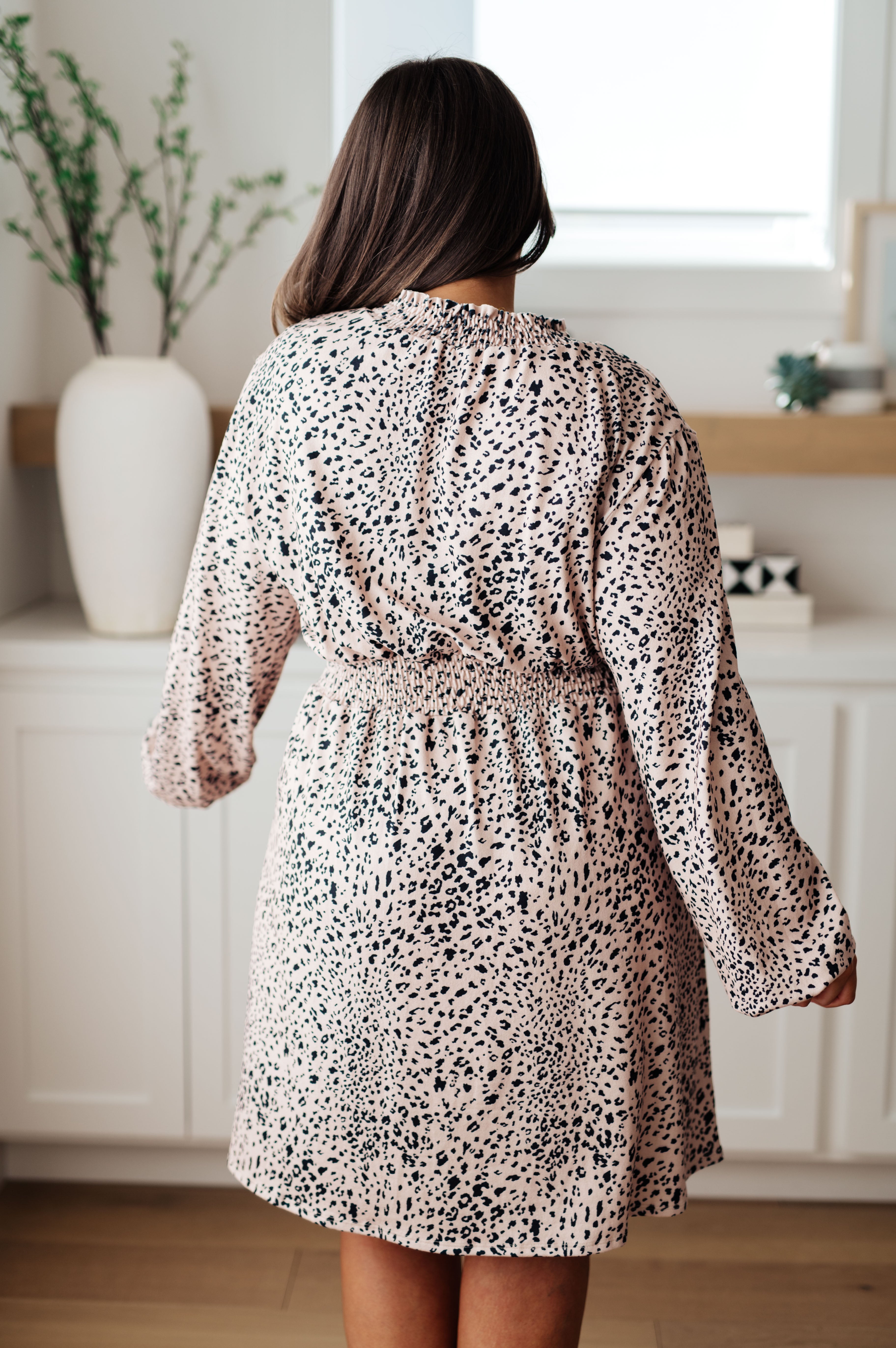 Ophelia Animal Print Shirred Waist Dress - Flowy Summer Midi Dress with Elastic Waistband for Women | Perfect for Beach Vacations, Date Nights & Casual Outings