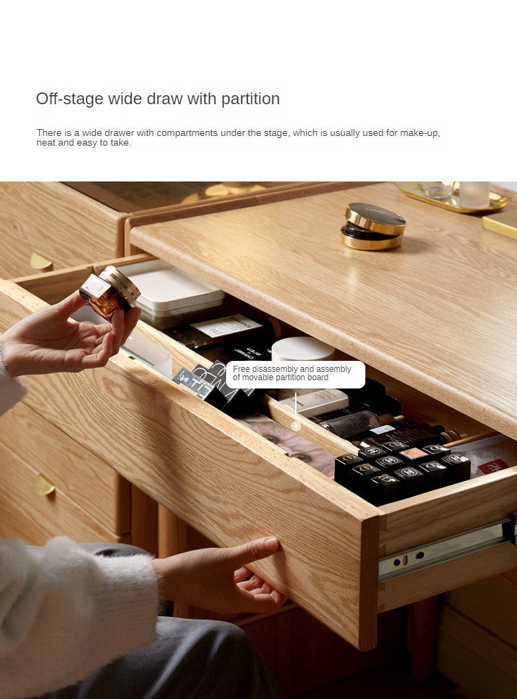 Stylish Oak Solid Wood Nordic Dressing Table - Modern Vanity Desk for Bedroom & Makeup Area | Perfect for Home Decor & Beauty Routine