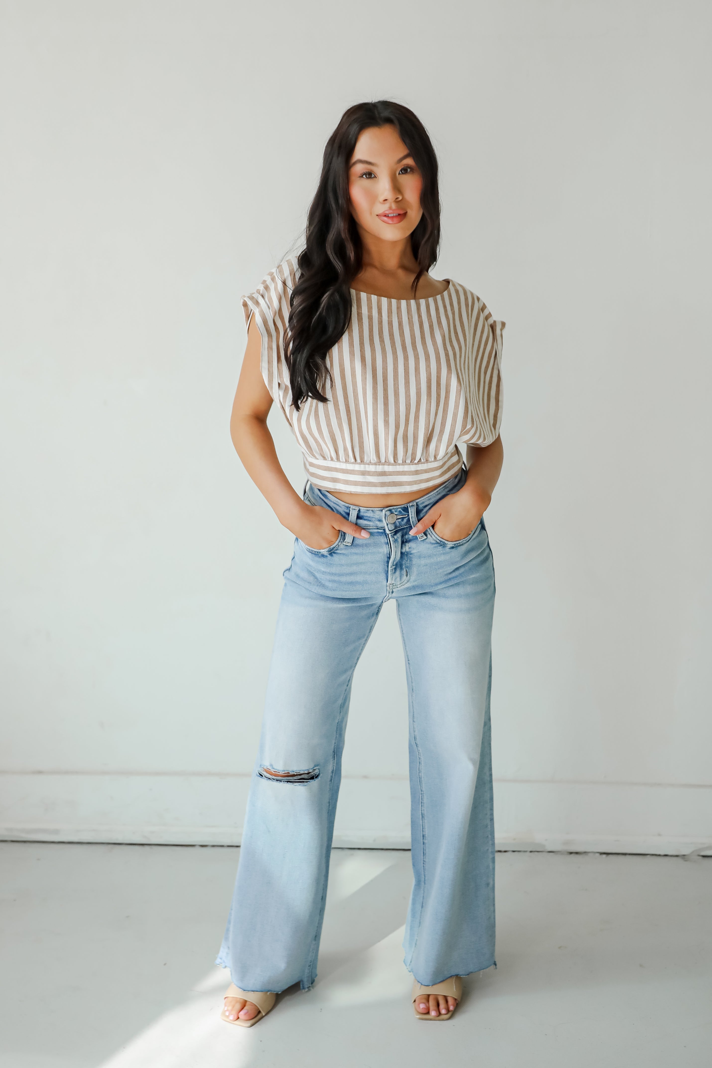 Bailey Light Wash High Rise Distressed Wide Leg Jeans for Women | Vintage Denim Pants | Casual & Streetwear Outfits | Perfect for Everyday Wear and Date Nights