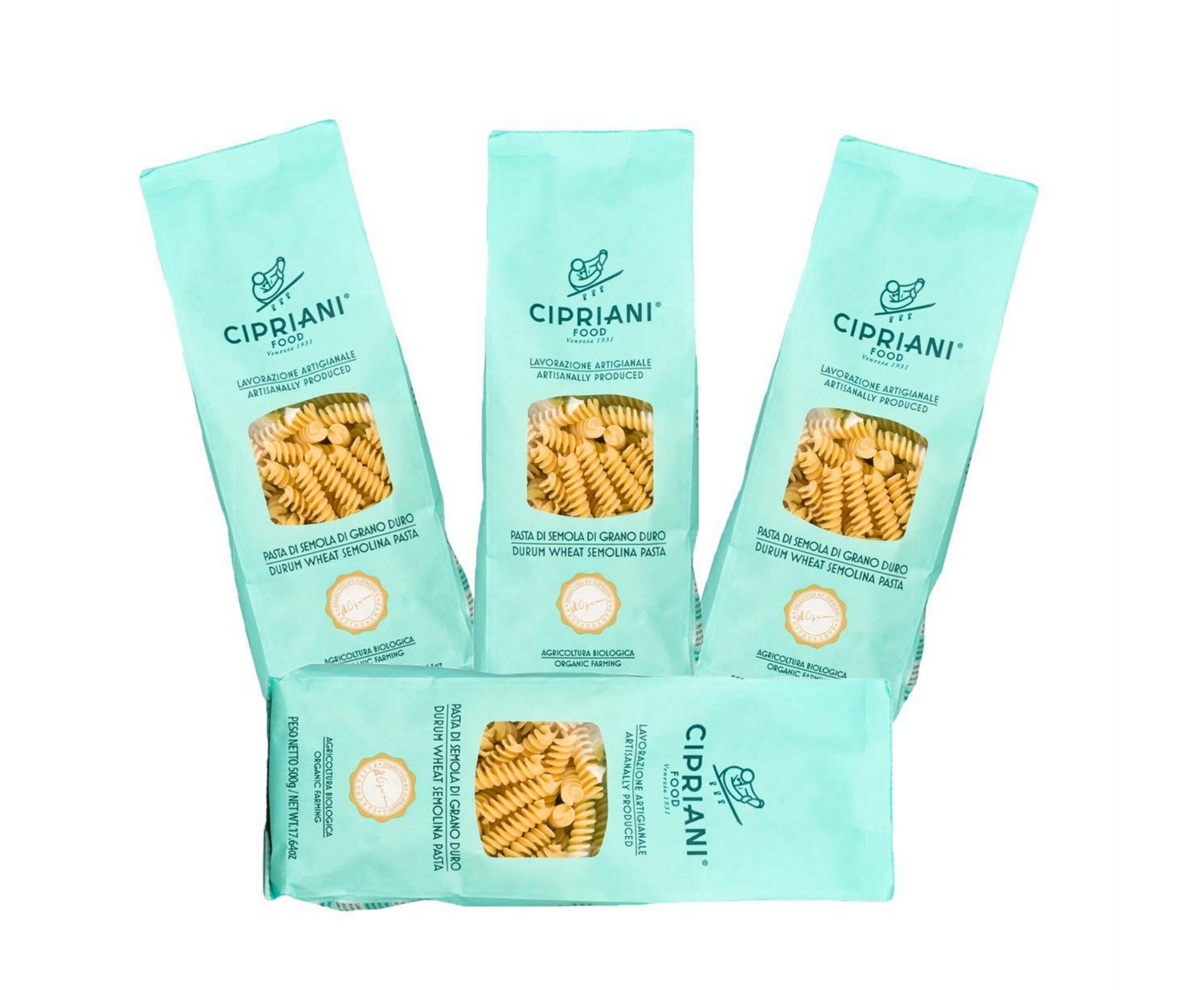 Organic Fusilli Pasta by Cipriani Food - 17.64 oz (4 Pack) | Premium Italian Pasta for Family Dinners, Pasta Salads & Gourmet Meals