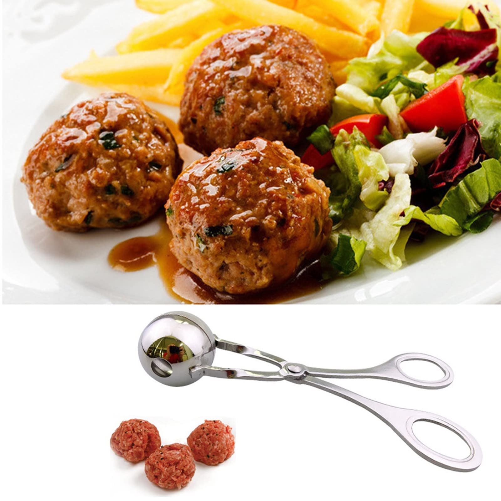 Premium Stainless Steel Meatball Maker - Non-Stick, Detachable Anti-Slip Handles for Easy Meatball, Cake Pop & Cookie Dough Scooping | Ideal for Home Cooking, Meal Prep & Baking | Kitchen Gadget for Meatballs, Desserts & Party Snacks