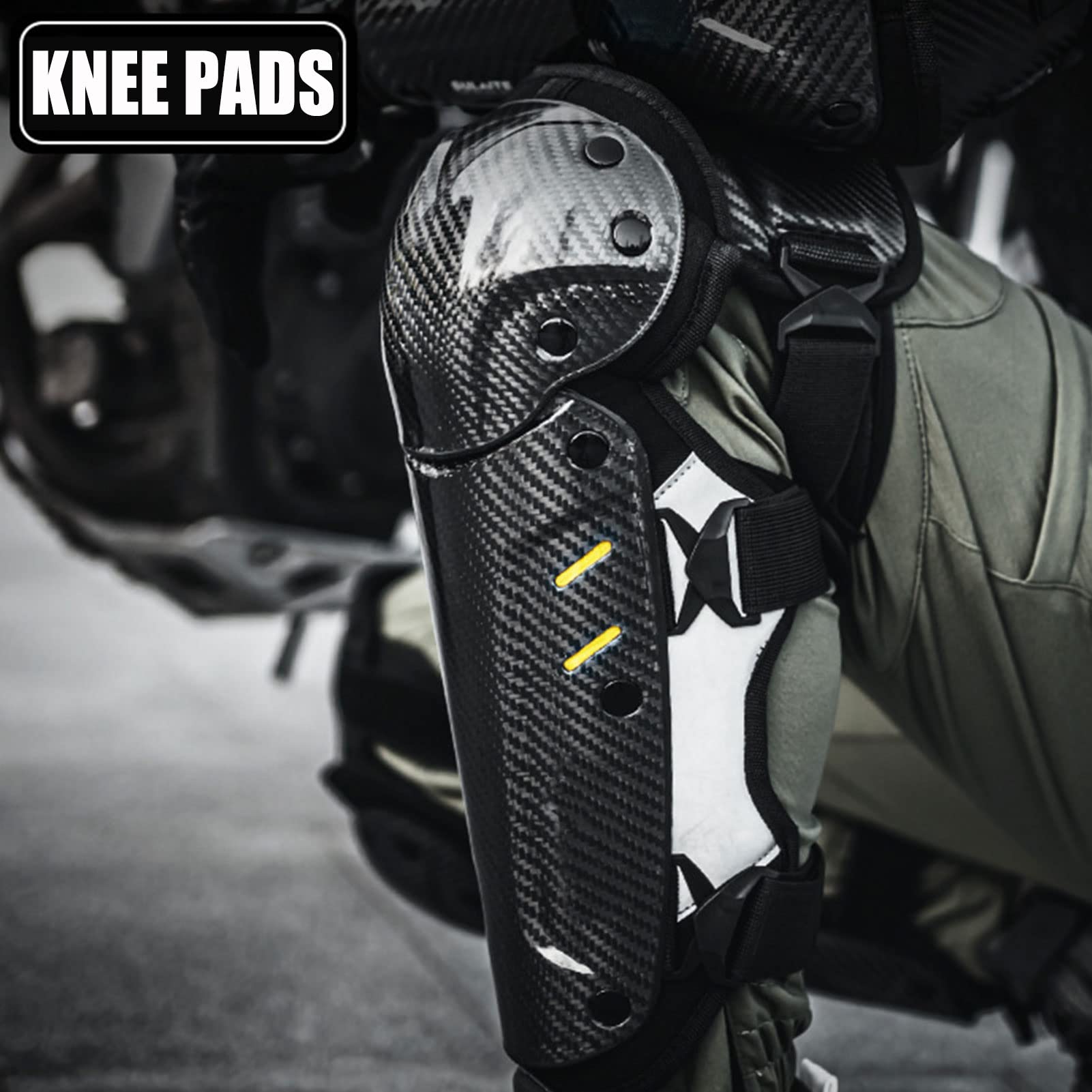 **Motorcycle Elbow & Knee Pads for Adults - Adjustable Knee Shin Guards for Motocross, Mountain Biking & Racing - 4-Piece Protective Gear Set (Ideal for Off-Road, Dirt Biking & Extreme Sports)**