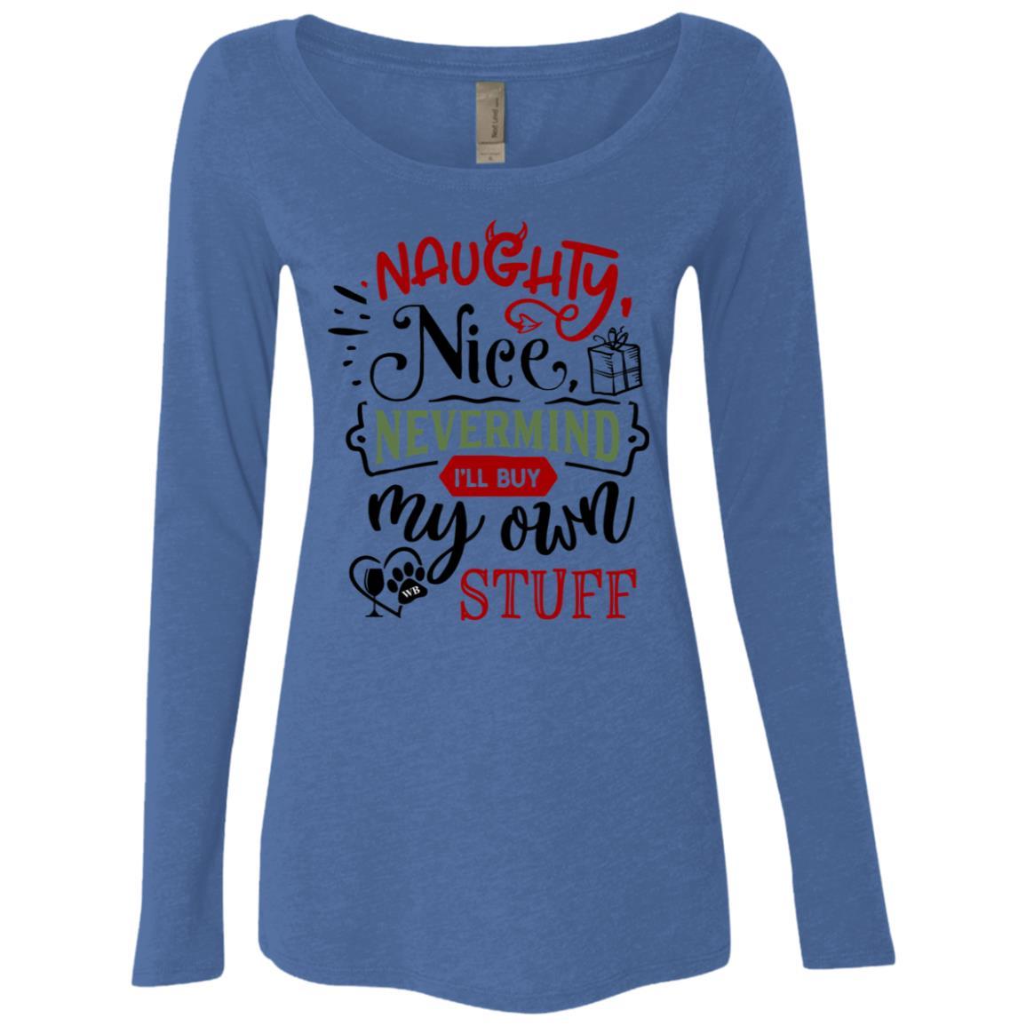 WineyBitches.Co Women's Long Sleeve Scoop Neck Tri-Blend T-Shirt - Soft & Comfortable for Casual Wear, Lounging & Everyday Outfits