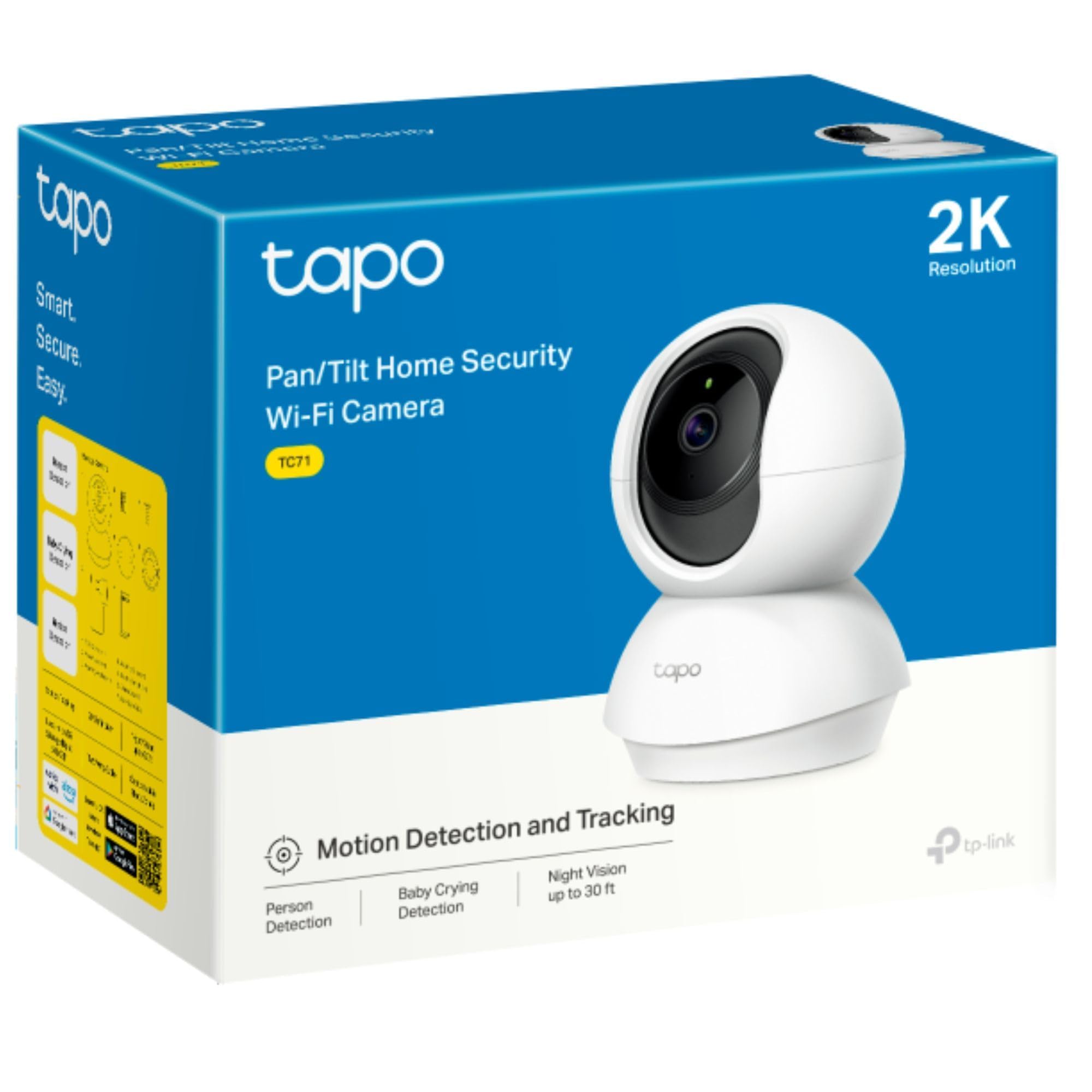 Tapo C210 2 Pack Pan/Tilt Indoor Security Camera - 2K 3MP WiFi Pet & Baby Monitor with AI Detection, 360° View, Night Vision, No Monthly Fee - Works with Alexa & Google Assistant for Home, Nursery & Pet Safety