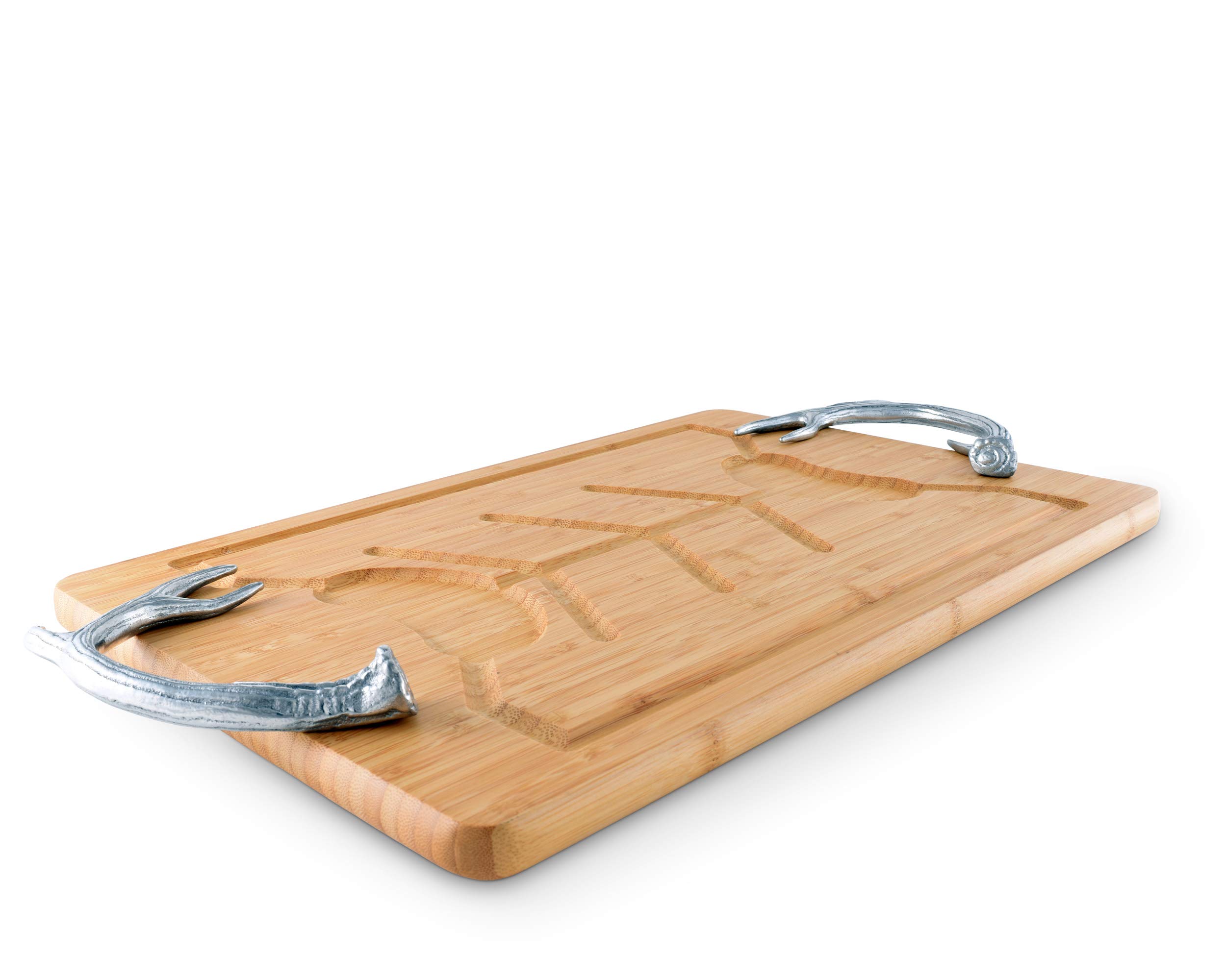 Premium Aluminum & Wood Cheese Board with Antler Handle - 23.5