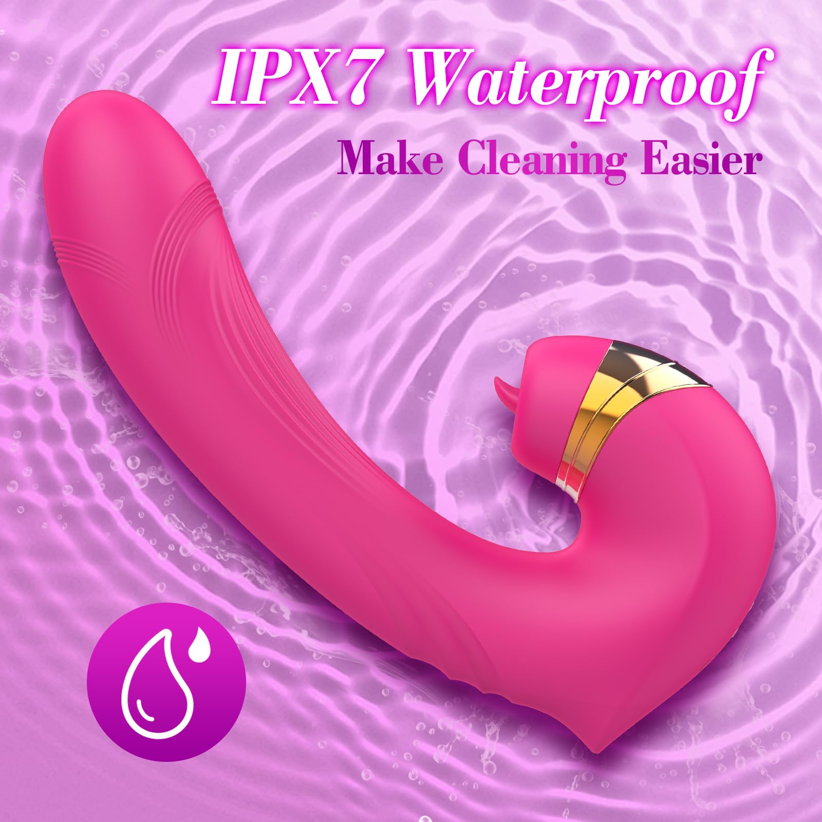 Premium 3-in-1 Women's Vibrator - Clitoral, G-Spot & Tongue Stimulator with 10 Vibration & 10 Rotation Modes | Nipple & Clit Stimulating Adult Toy for Women & Couples | Perfect for Solo Play & Romantic Nights