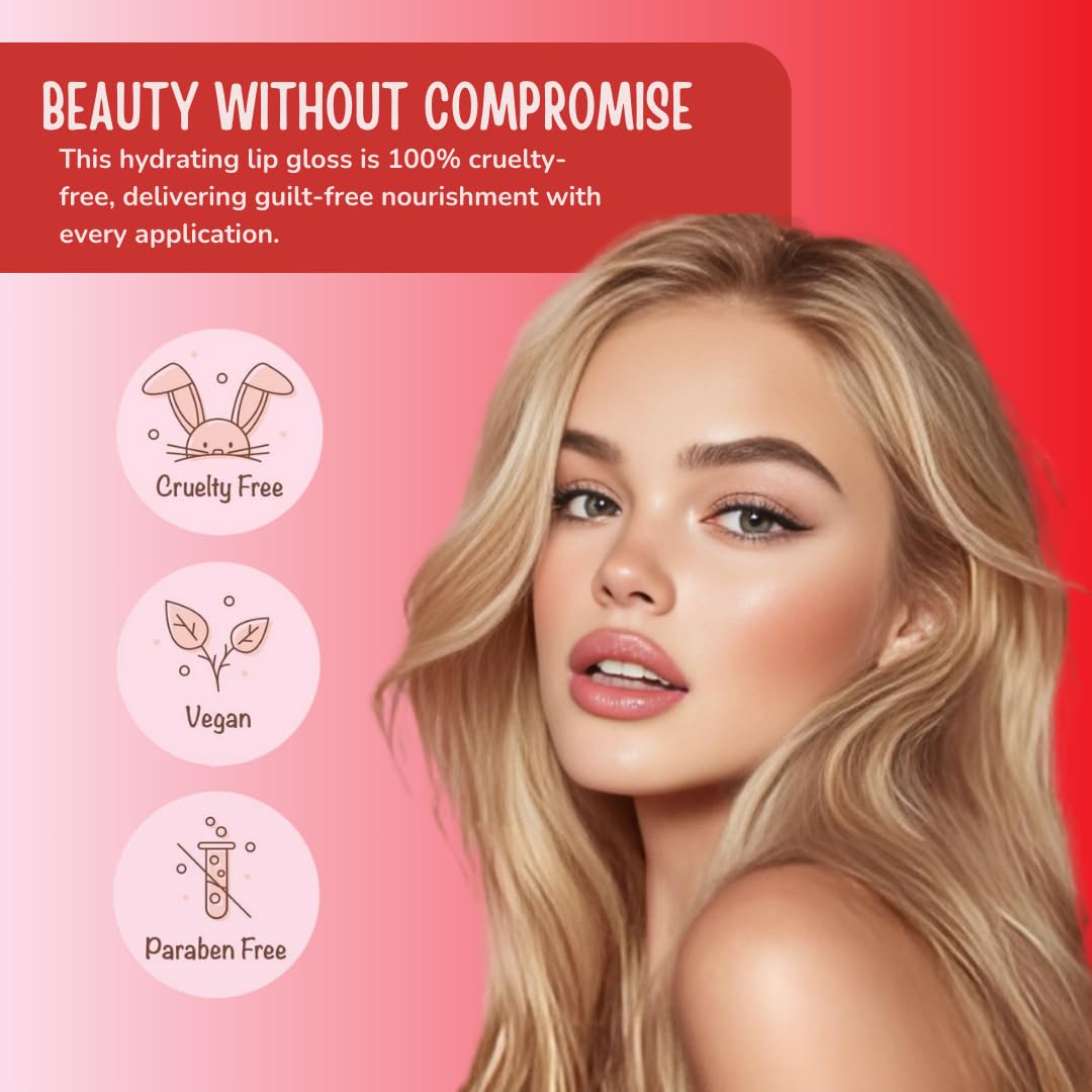 RUDE Cosmetics Berry Juicy Lip Gloss Set - High Shine Moisturizing Lipgloss for Day & Night Makeup