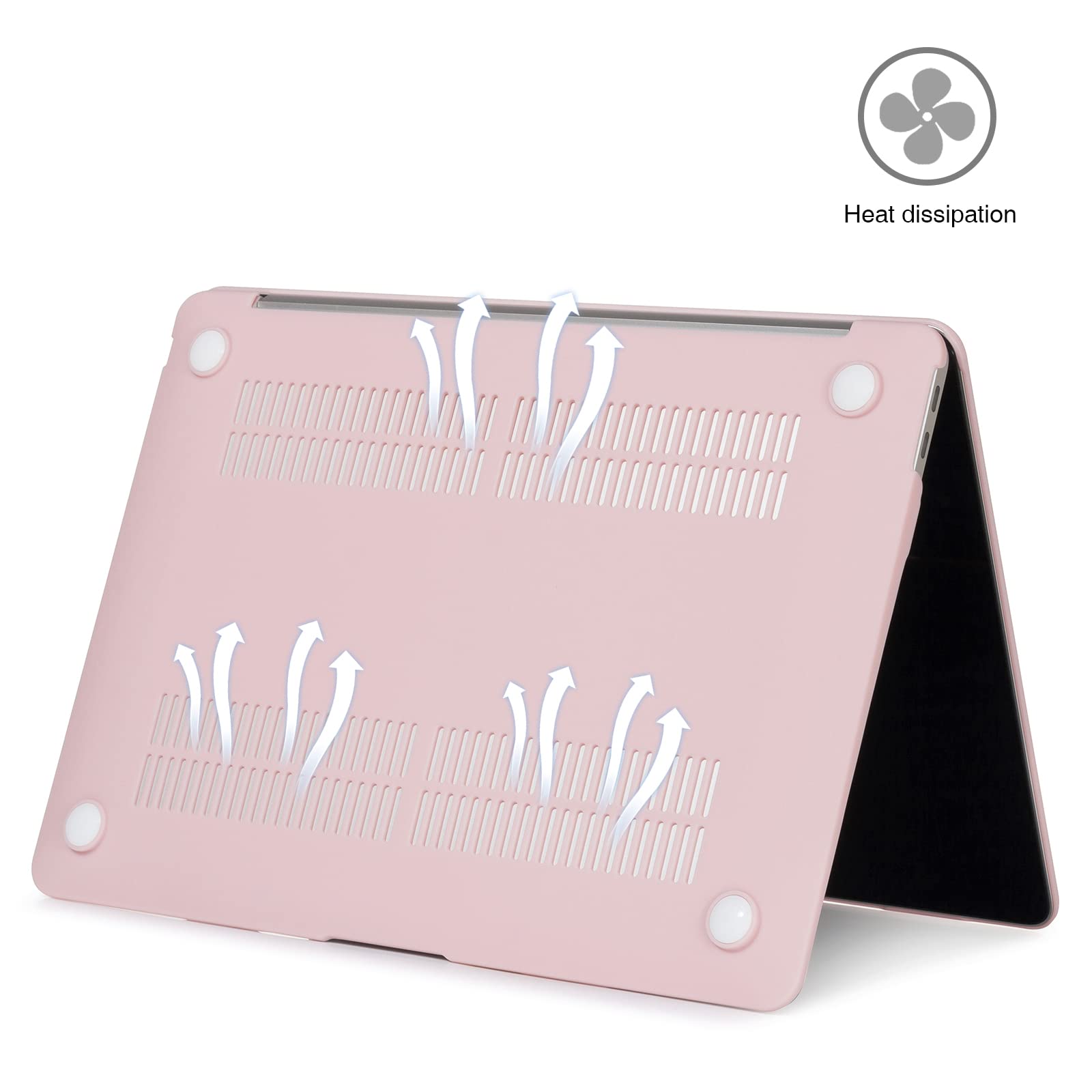 EooCoo Hard Protective Case for MacBook Air 13 inch (M1 Chip 2021-2018) with Retina Display | Durable Plastic Shell + Clear Keyboard Cover + Anti-Scratch Screen Protector | Cute Pink Design | Perfect for Work, School & Travel Protection