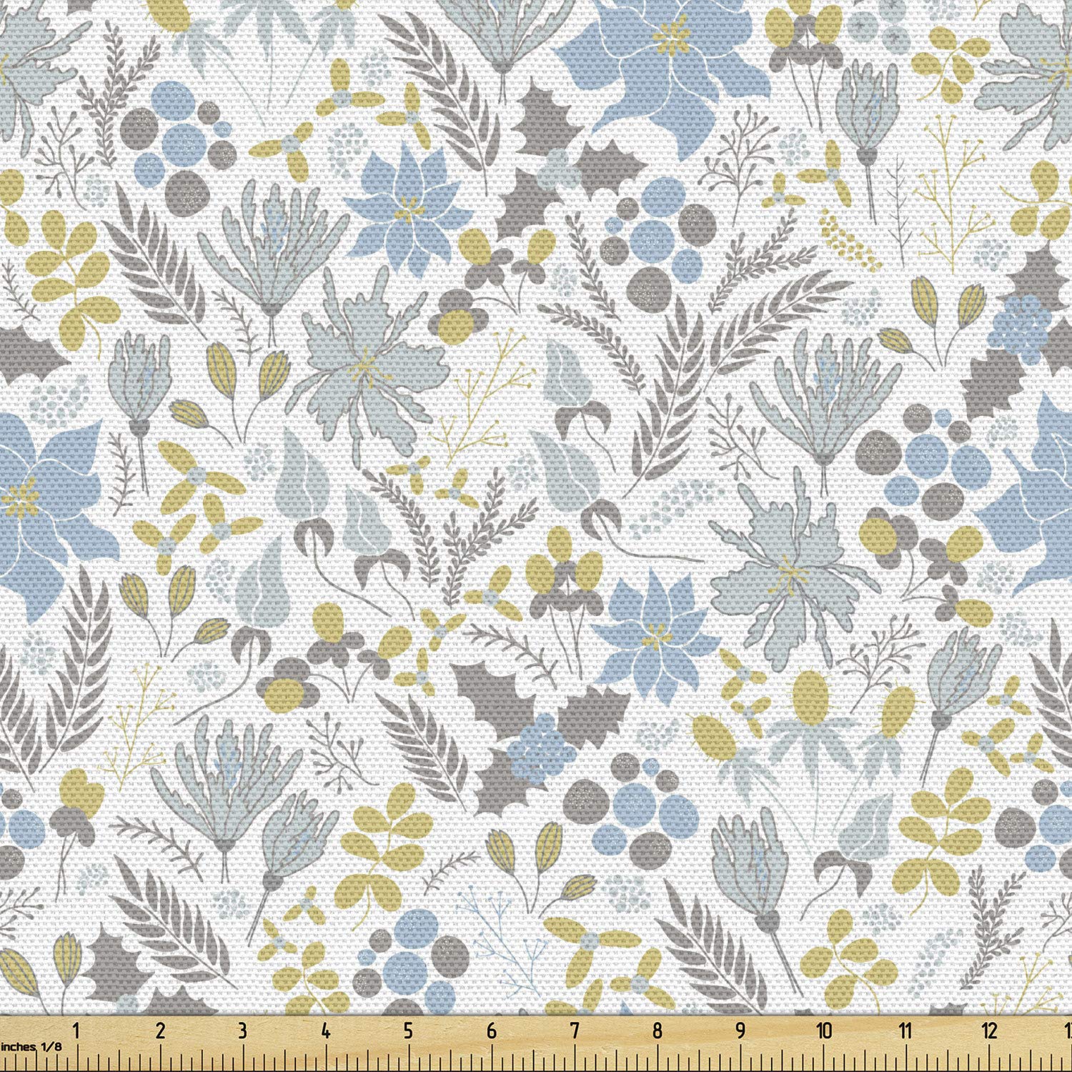 Ambesonne Wildflowers and Berries Botanical Fabric by The Yard - 3 Yards Multicolor Upholstery & Home Decor Fabric for Sofa, Curtains, Pillows, Table Runners