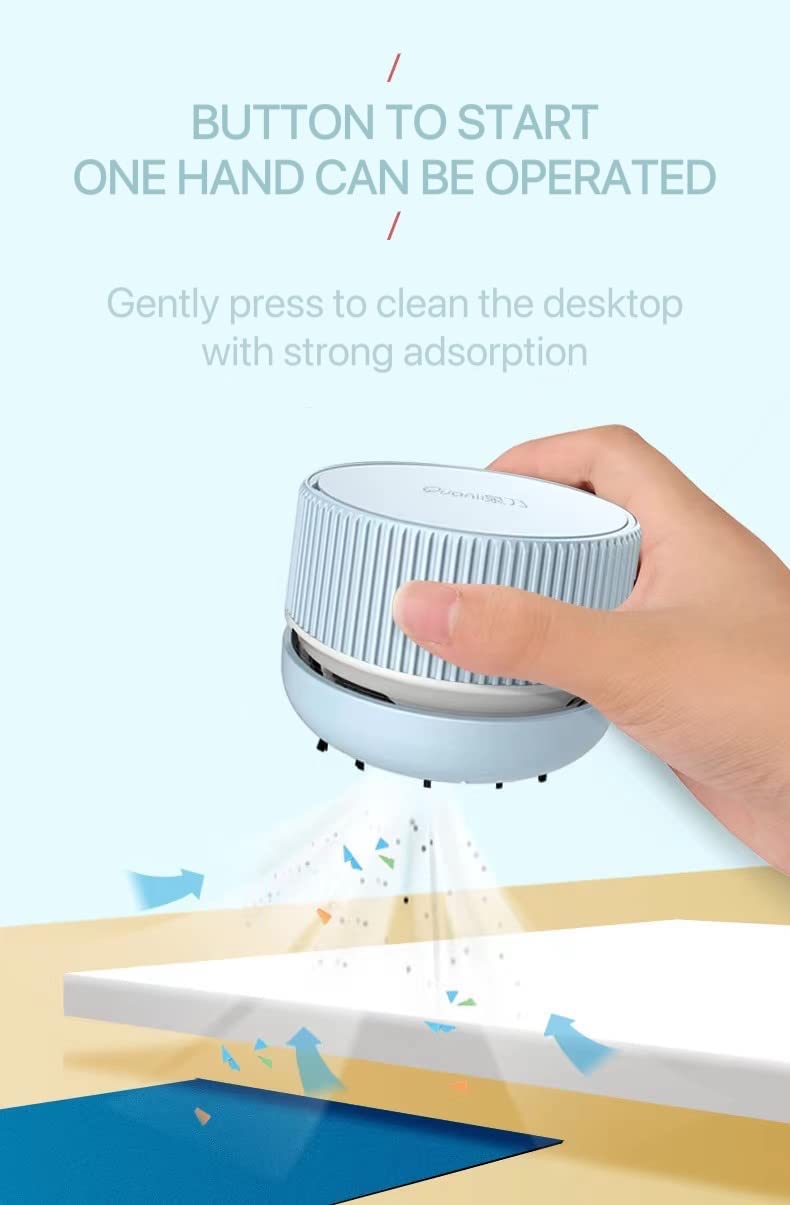 OIF Cordless Mini Desktop Vacuum Cleaner - 360° Rotatable, Battery-Powered for Keyboard, Home, School & Office | Portable Dust Sweeper for Workspaces, Cars & Electronics