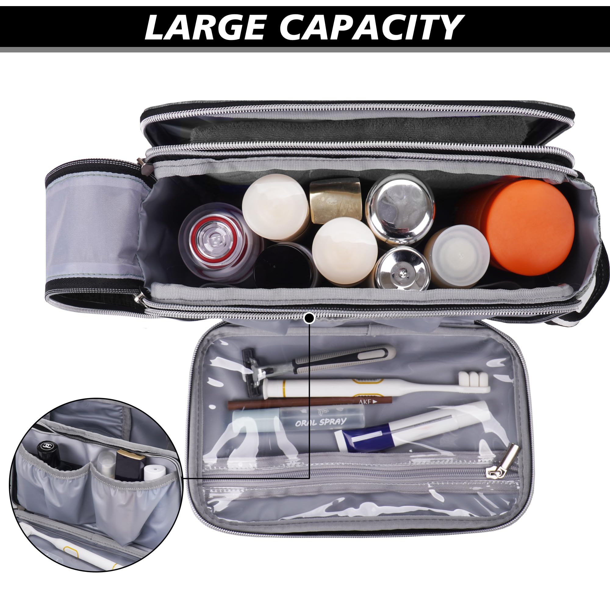 BAGLHER Men's Waterproof Toiletry Bag - Large Travel Organizer for Shaving & Accessories - Perfect for Gym & Business Trips